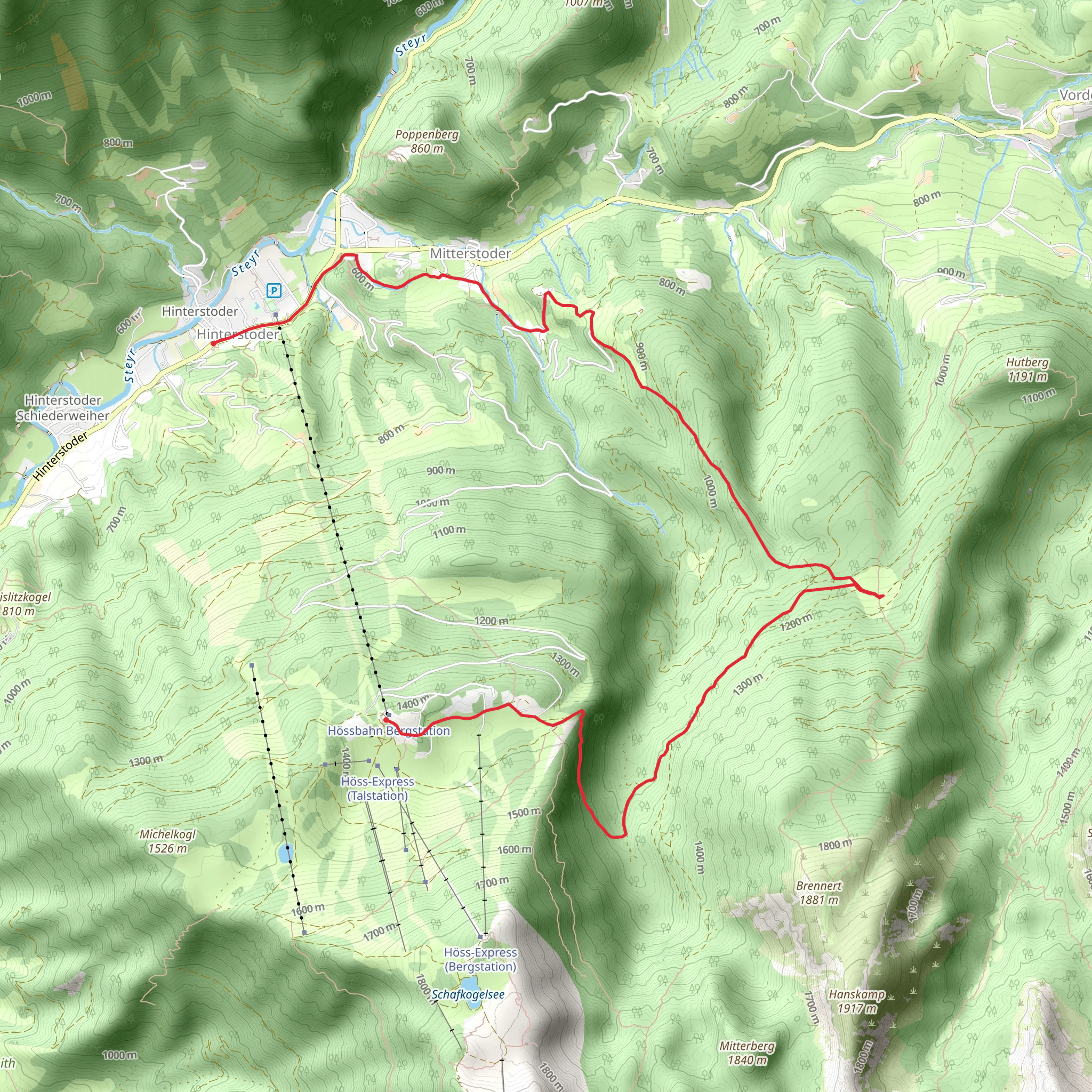 Hutterer Böden - Steyrsbergerreith - Wartegg - Hinterstoder mobile static map