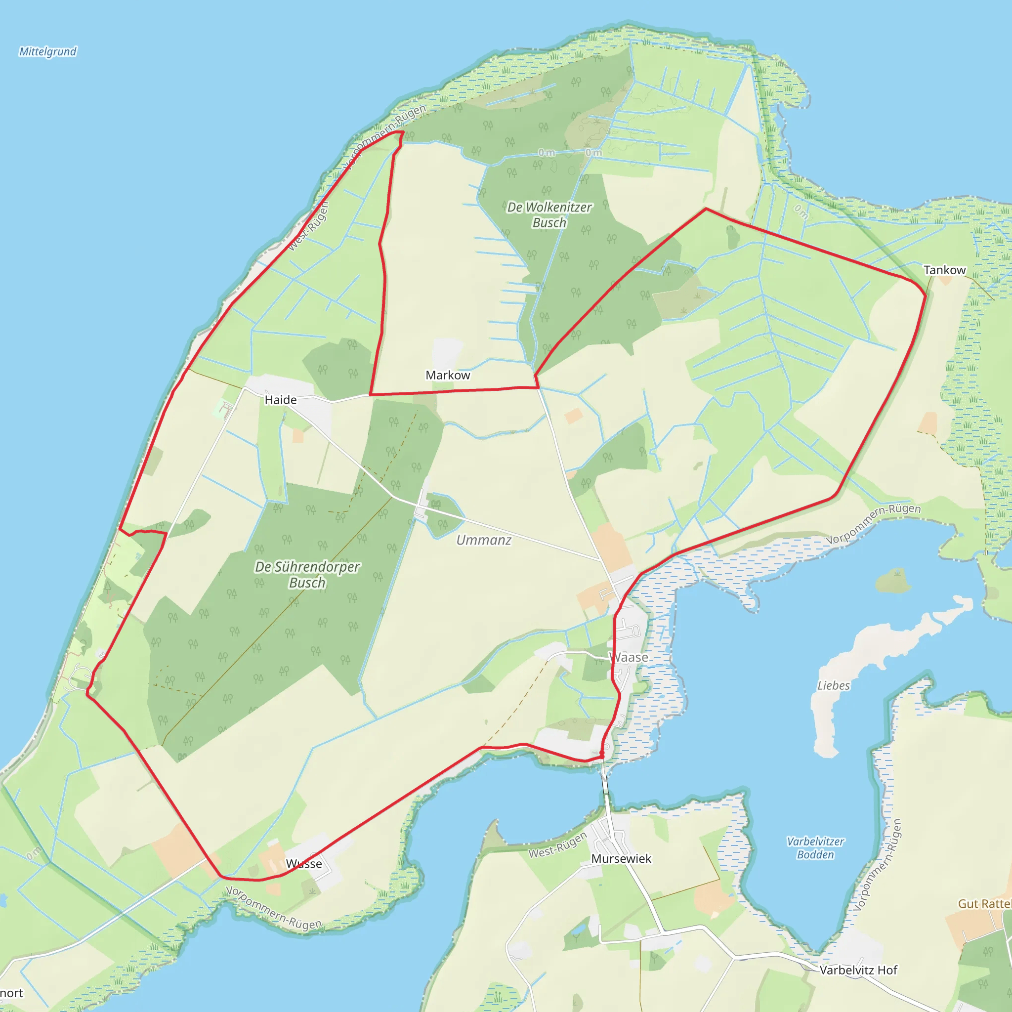 Ummanz and De Wolkenitzer Busch Loop mobile static map
