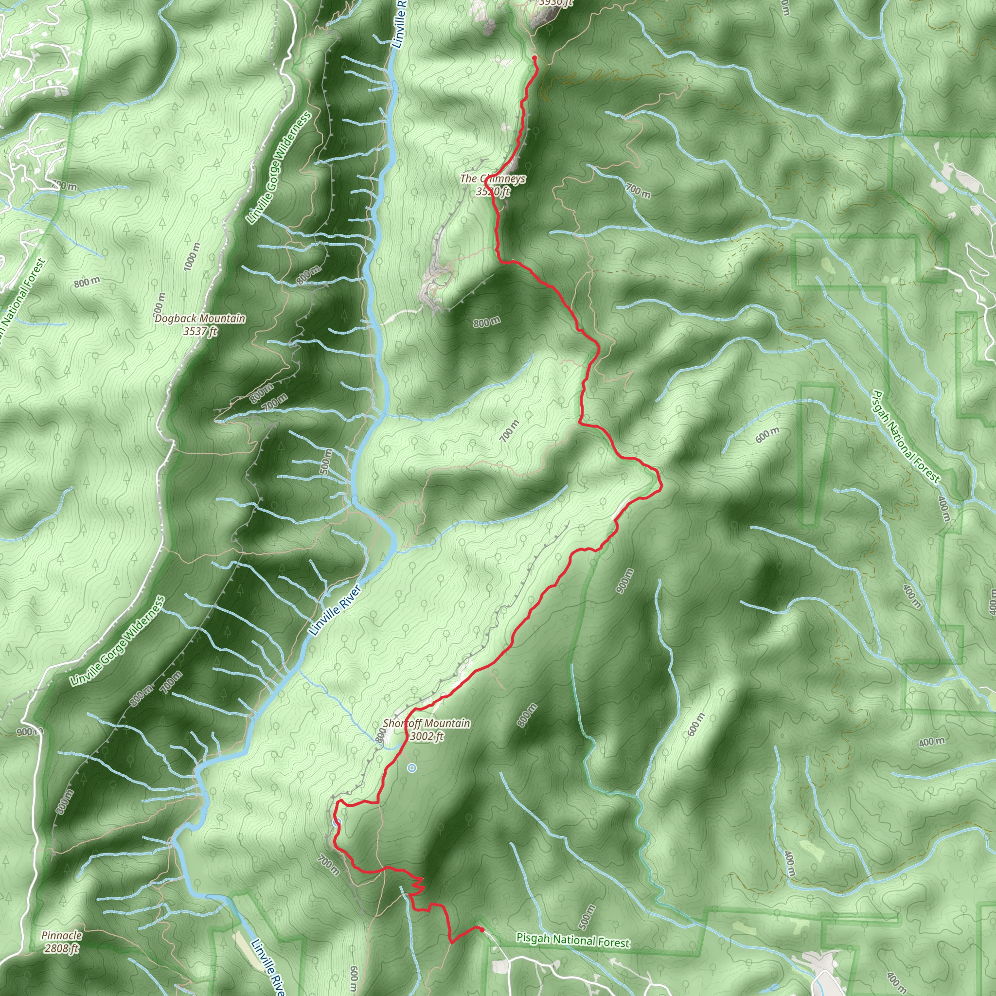 Shortoff Mountain Trail mobile static map