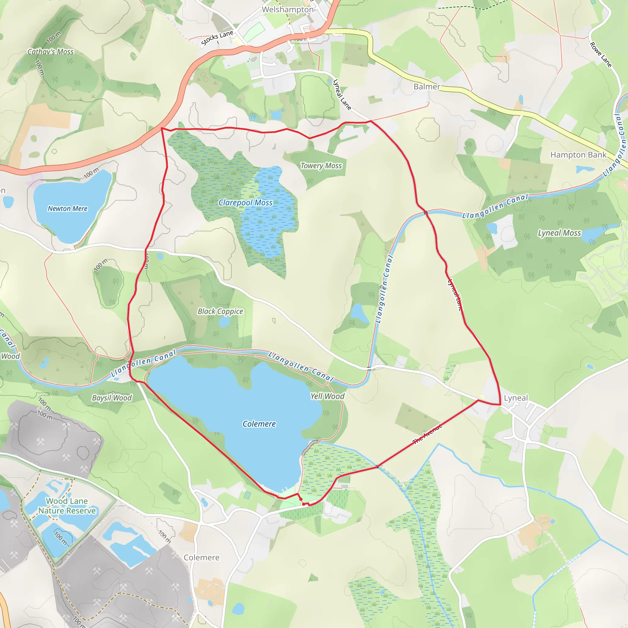 Colemere and Welshampton on and Lyneal Park mobile static map