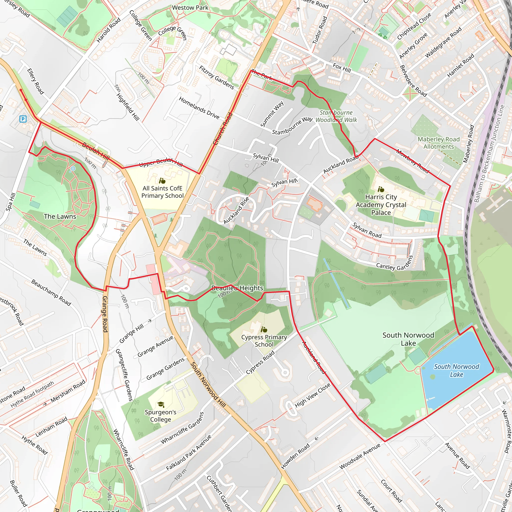 South Norwood Lake Loop mobile static map