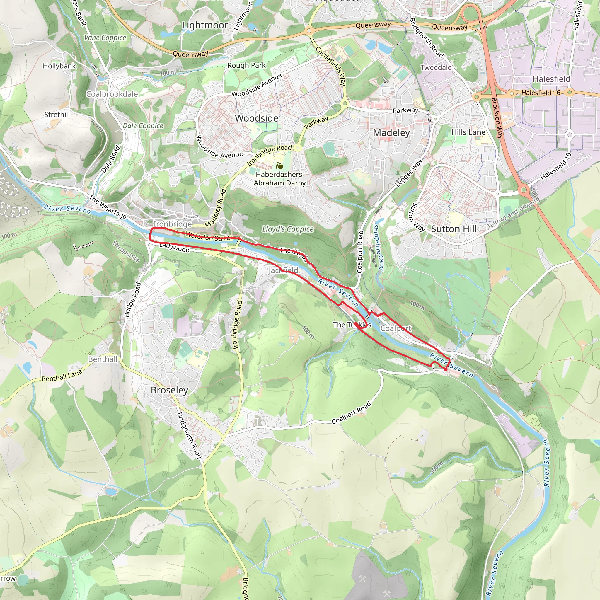 River Severn and Telford T50 mobile static map