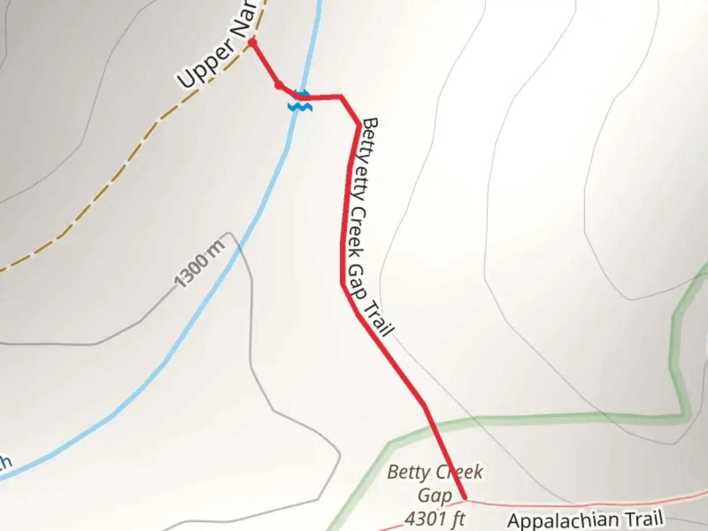 An image depicting the trail Betty Creek Gap Trail and its surrounding area.