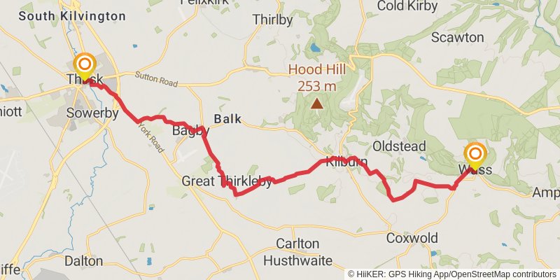 Yorkshire Historical Trail - Whitby to Leeds stage 6 Map