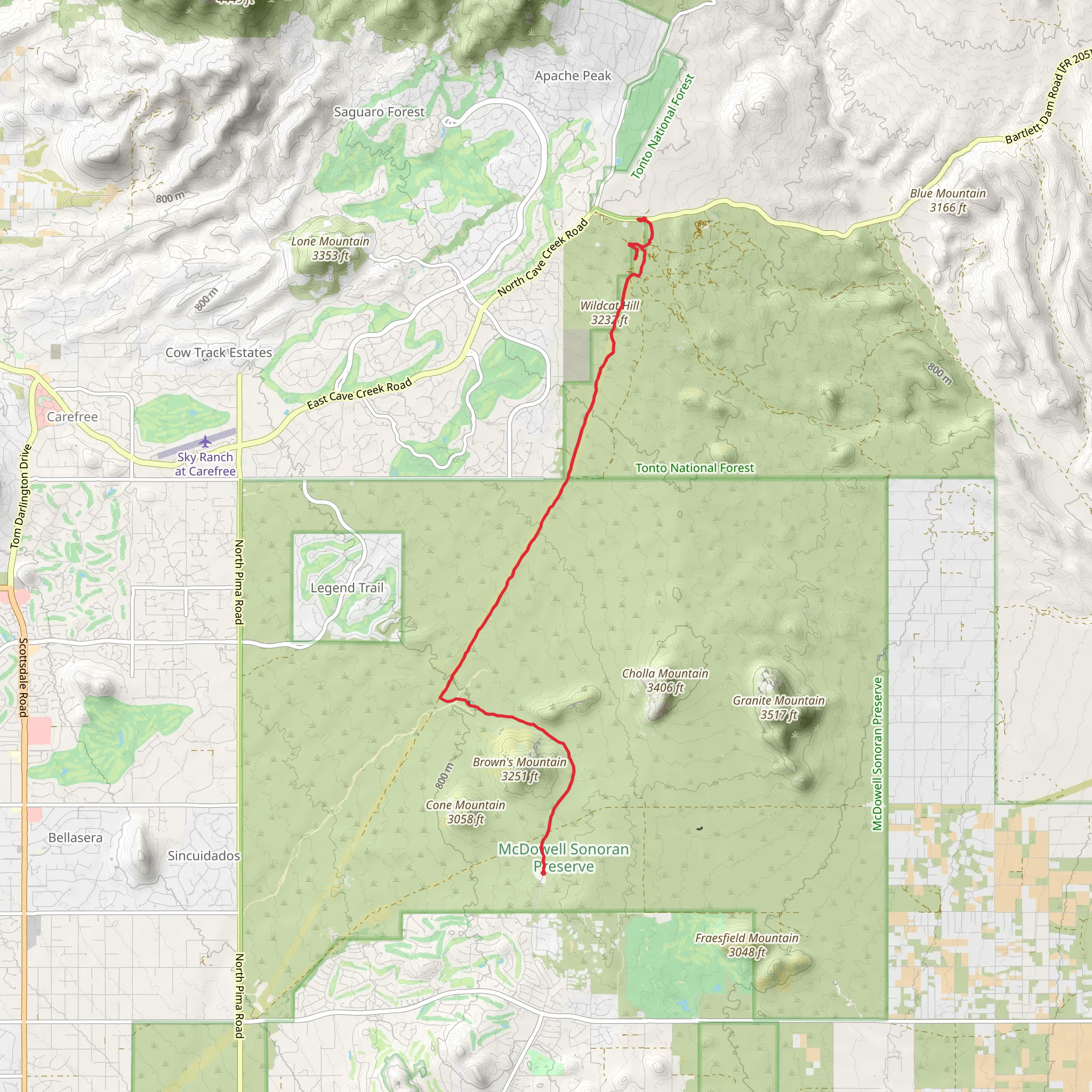 North Flagstaff Power Line Road and Brown's Ranch Road Trail mobile static map