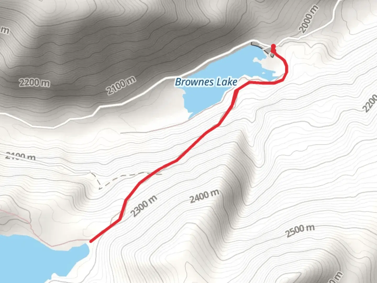 An image depicting the trail Lake Agnes from Rock Creek Road and its surrounding area.