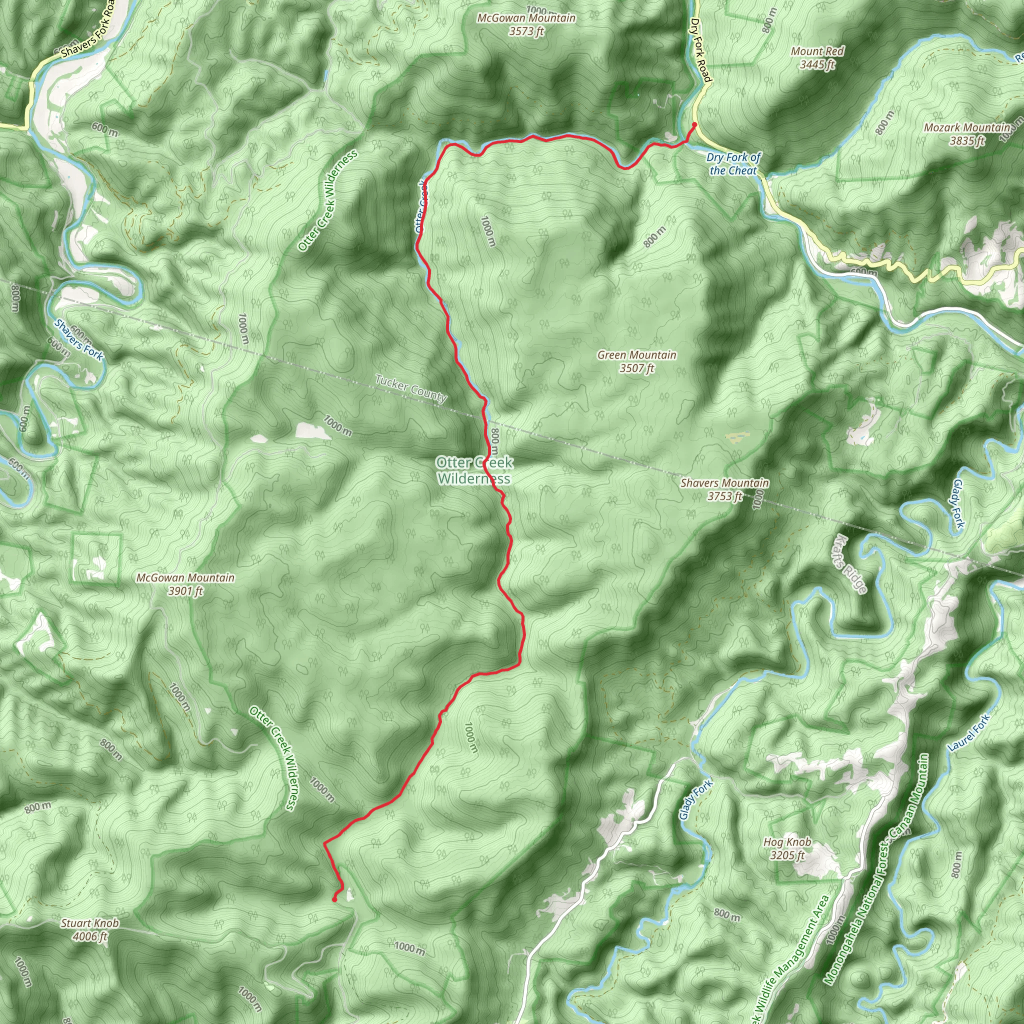 Otter Creek Trail mobile static map