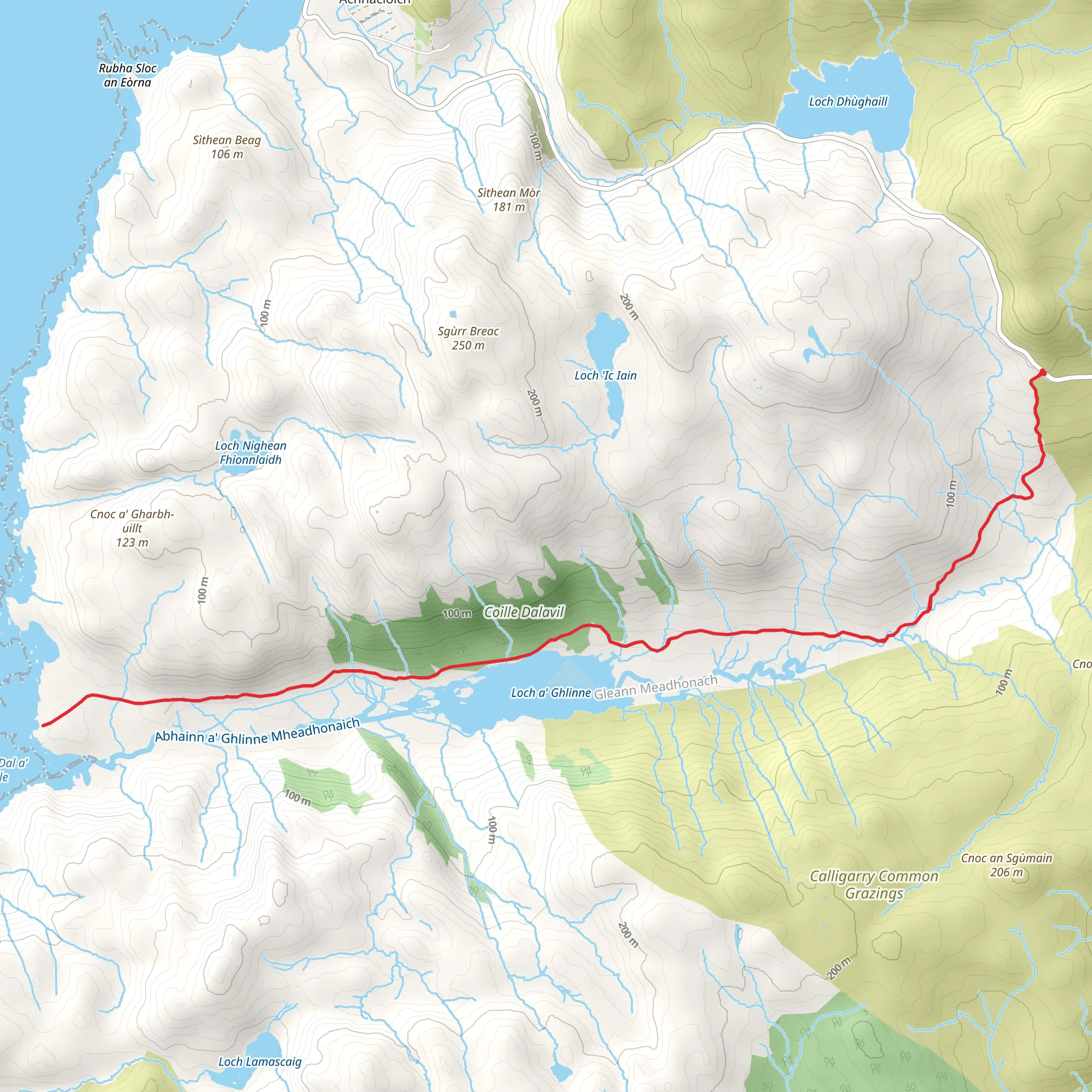 Loch a'Ghlinne and Coille Dalavil Walk mobile static map