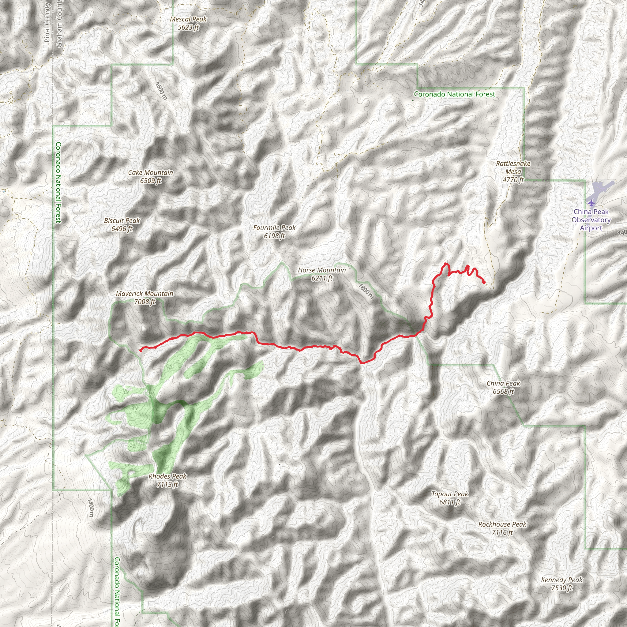 Pipestem Trail via Powers Garden Trail mobile static map