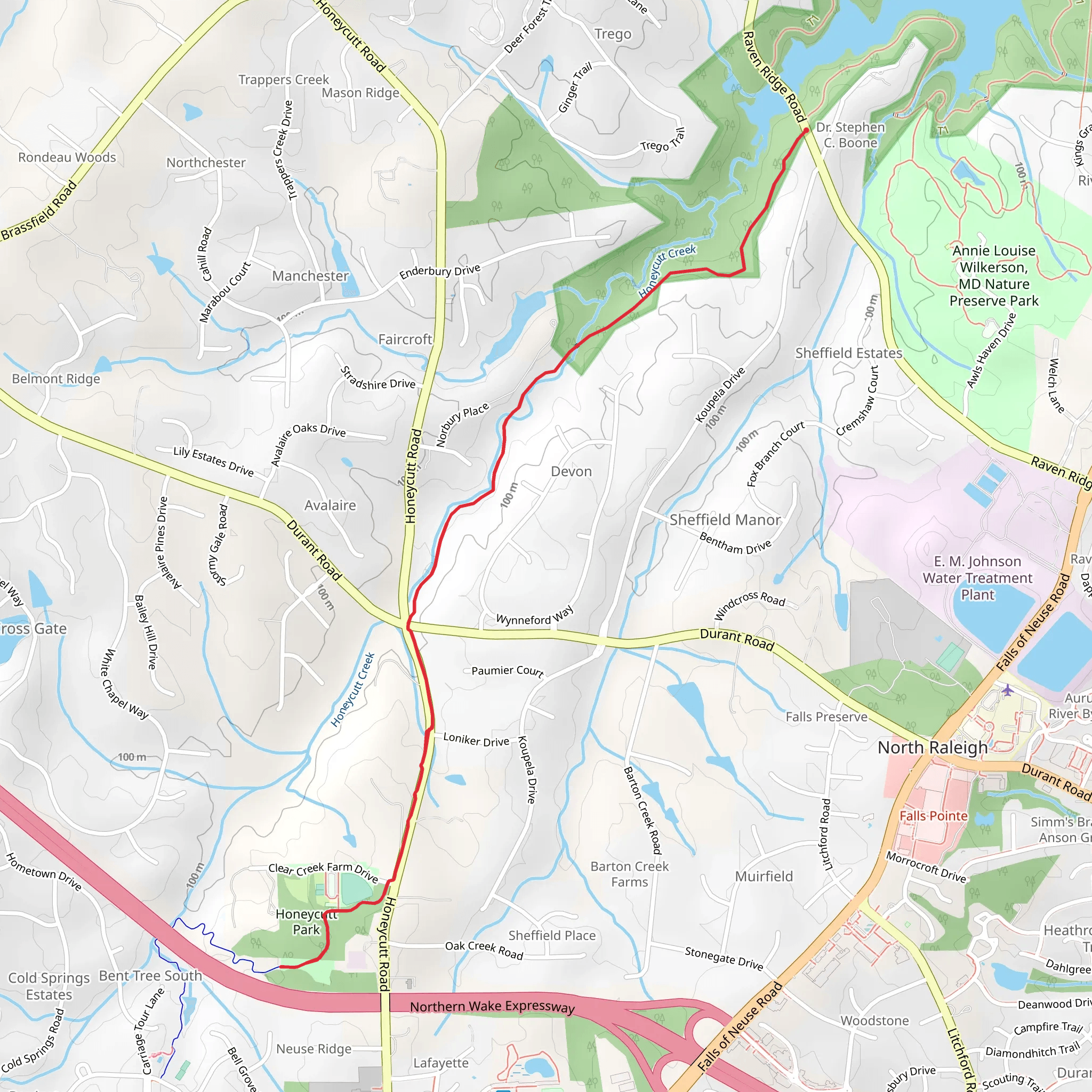 Honeycutt Creek Greenway mobile static map