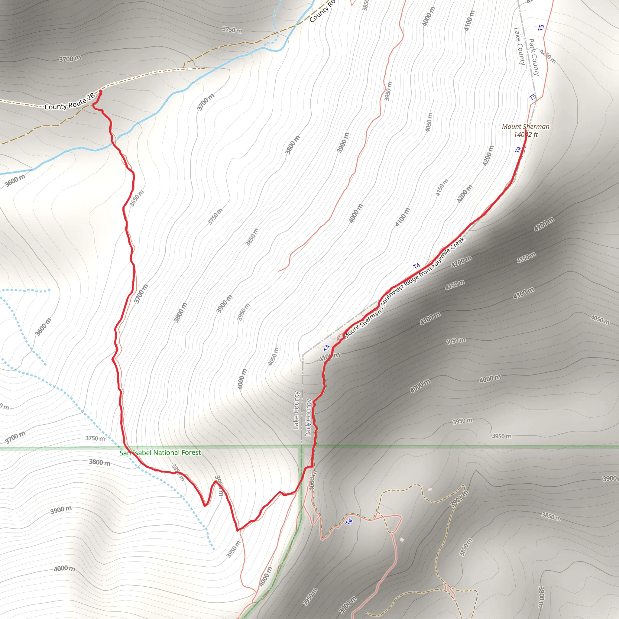 Mount Sherman from Iowa Gulch Trail mobile static map