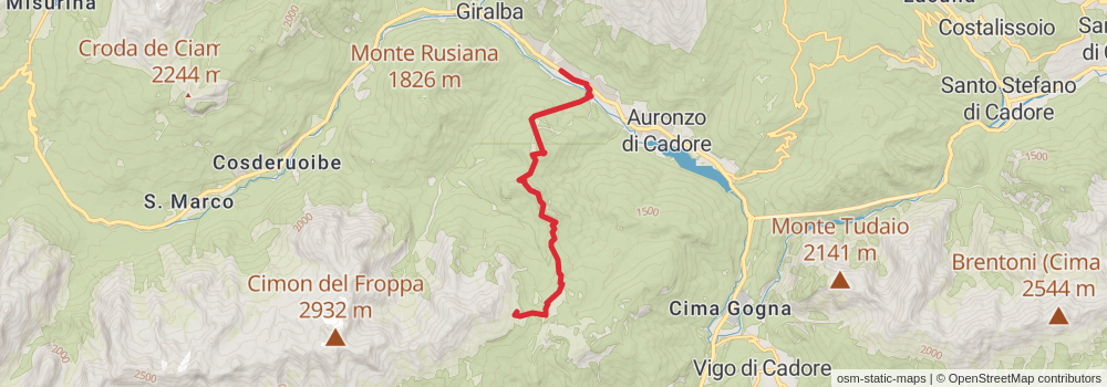Alta Via 5 stage 2 Map