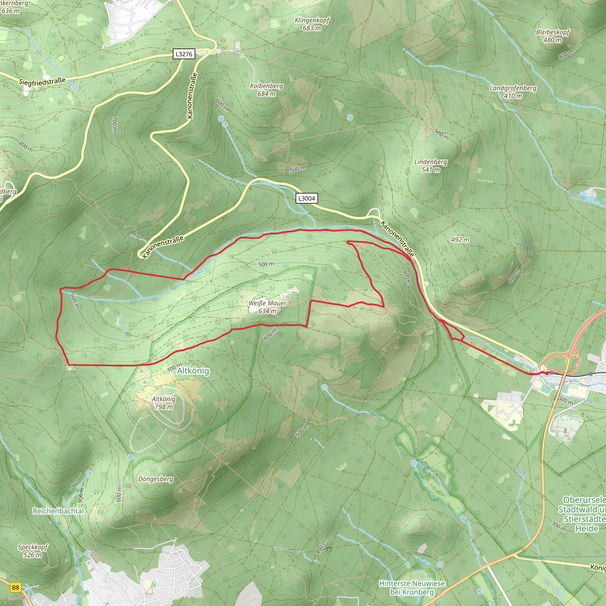 Oberer Maßbornweg, Pflasterweg and Weiße Mauer Loop mobile static map
