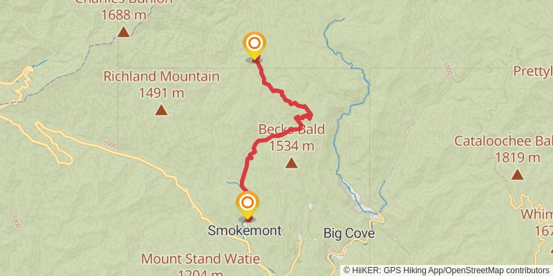 Bradley Fork and Chasteen Creek Loop Trail stage 2 Map