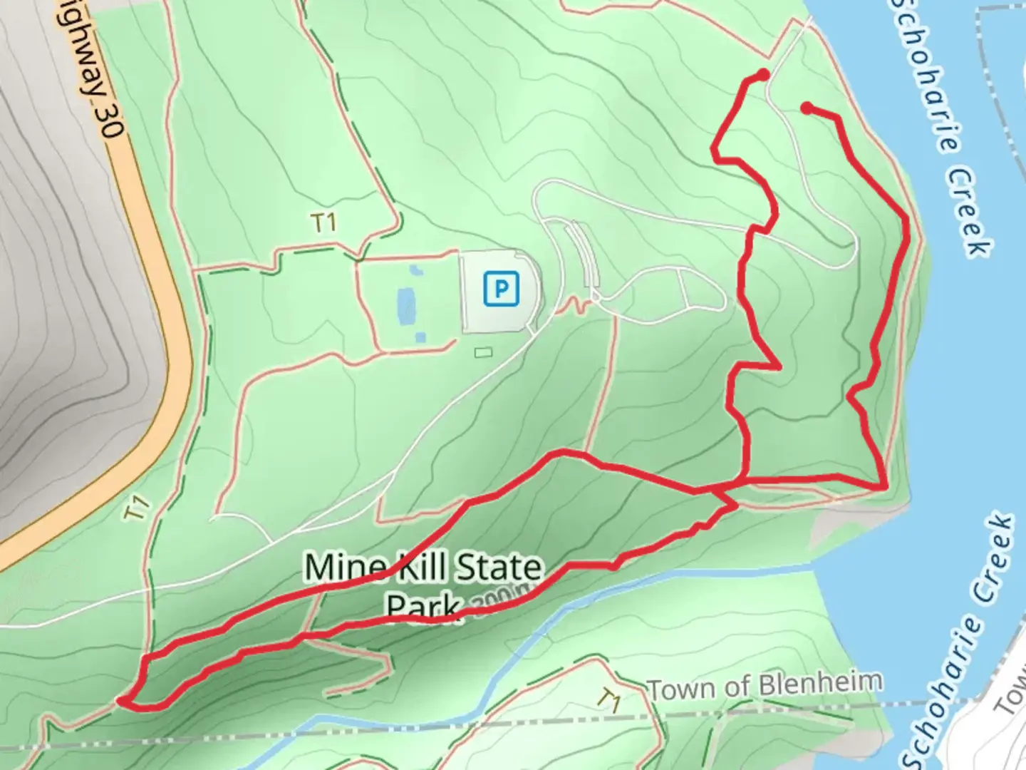 An image depicting the trail Mine Kill State Park Loop and its surrounding area.