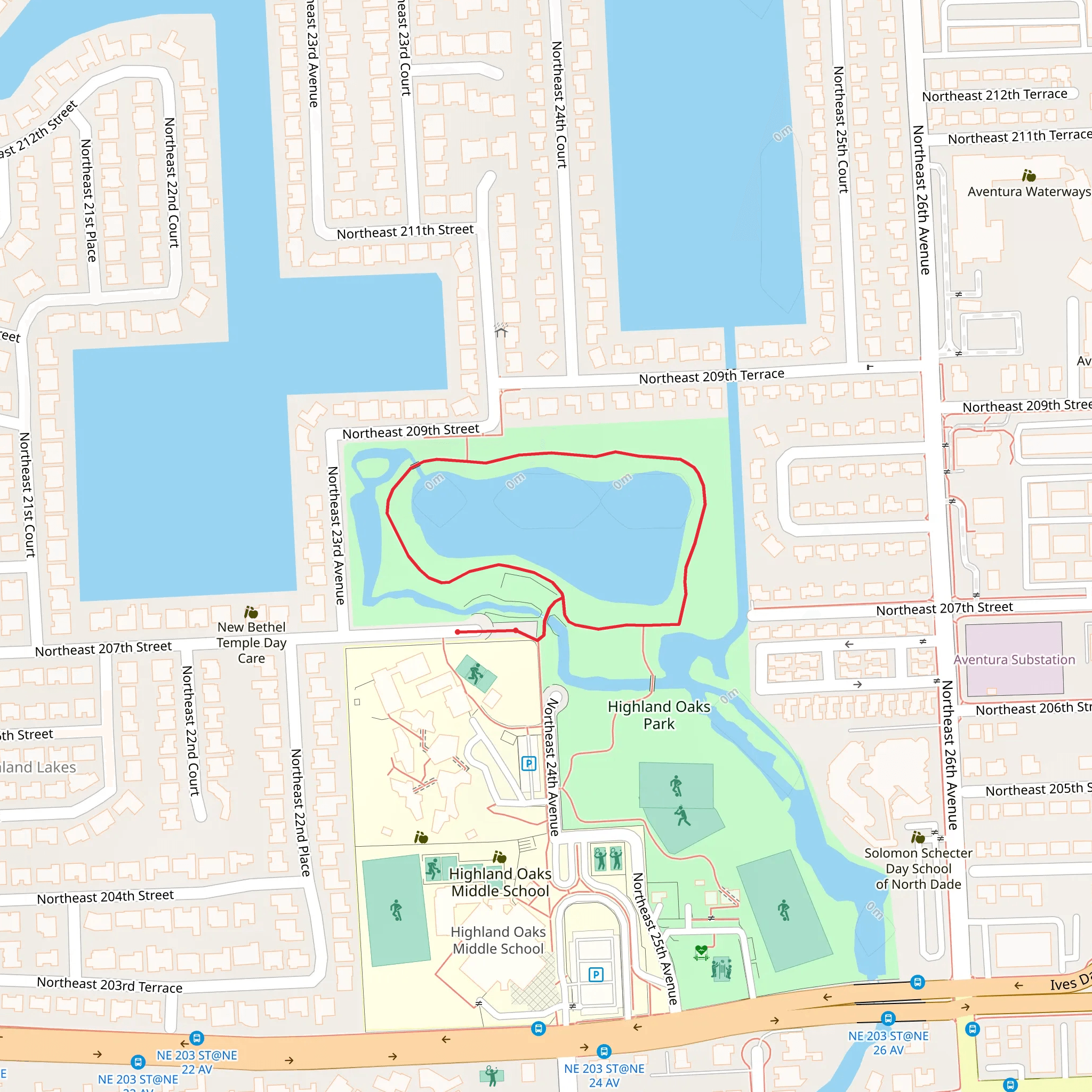 Highland Oaks Park Loop mobile static map