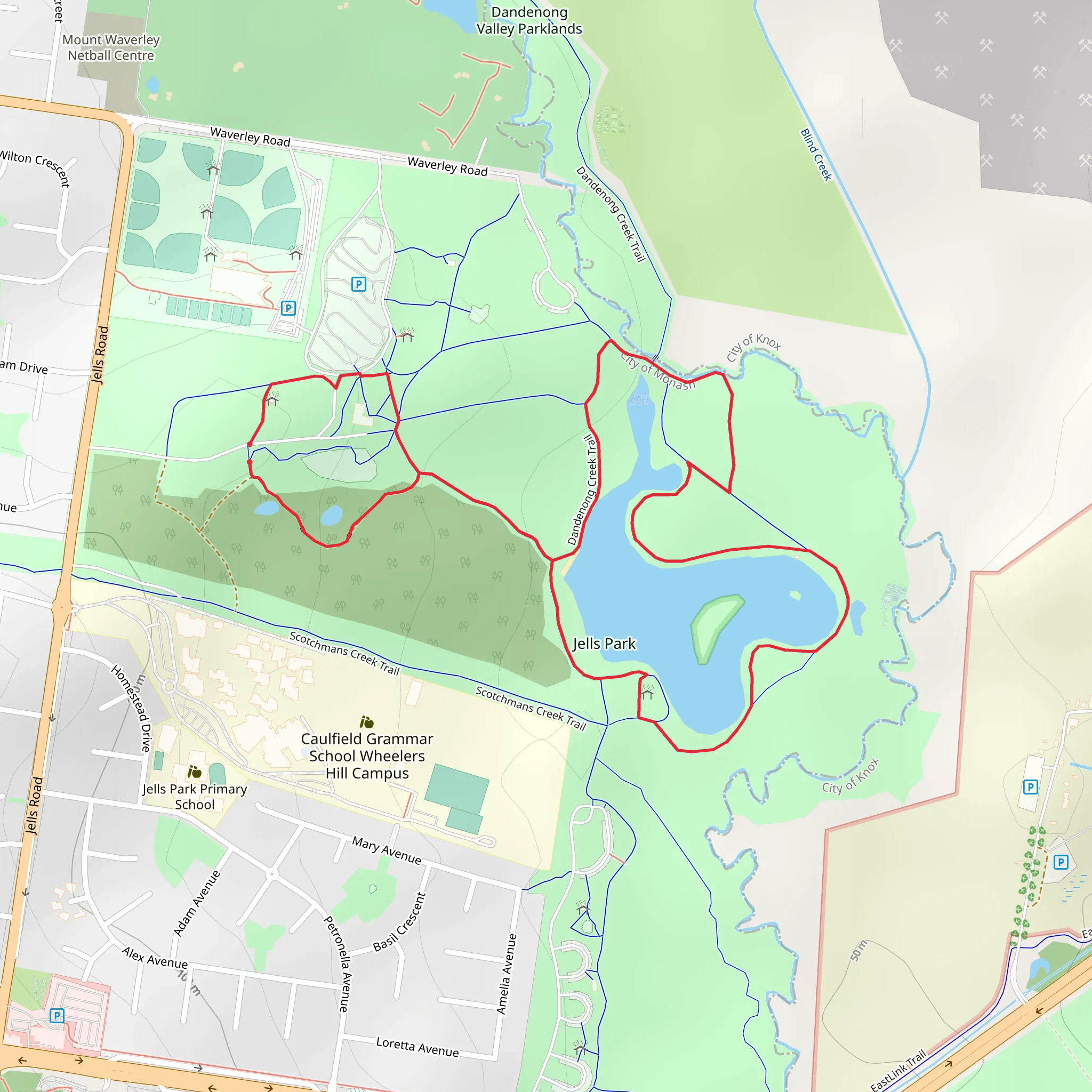 Jells Park Walk mobile static map