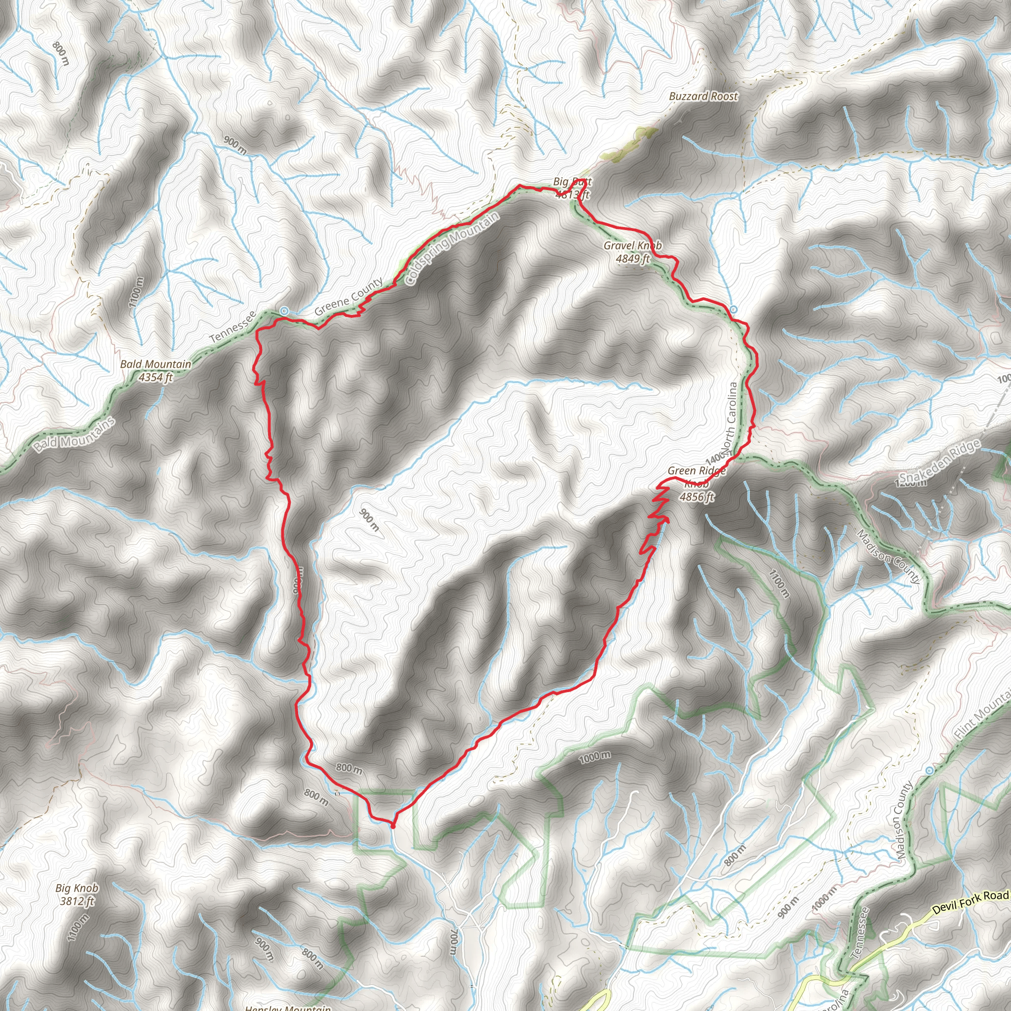 Green Ridge Knob, Gravel Knob and Big Butt Loop - Appalachian Trail mobile static map