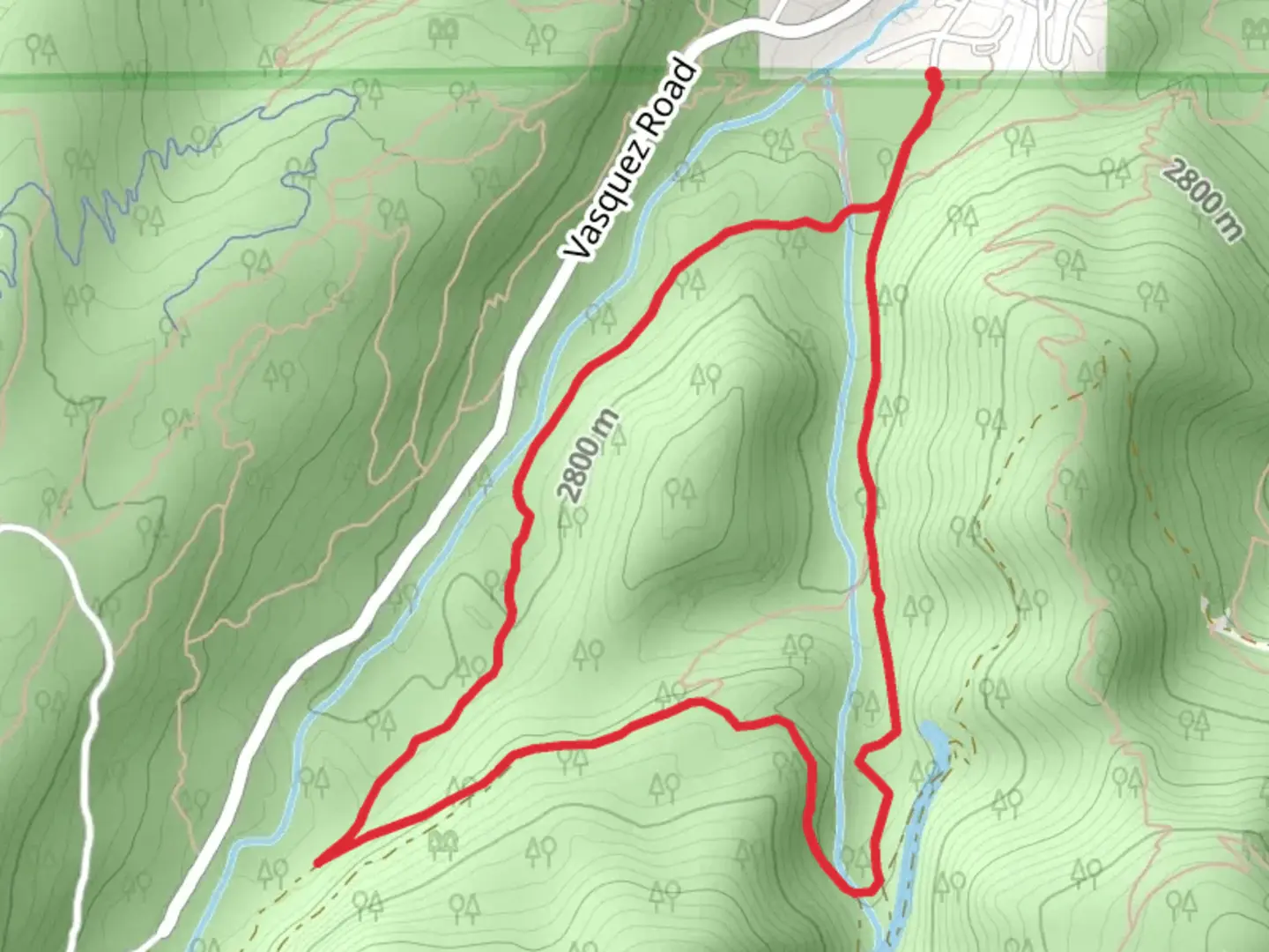 An image depicting the trail Blue Sky and Little Vasquez Loop Trail and its surrounding area.