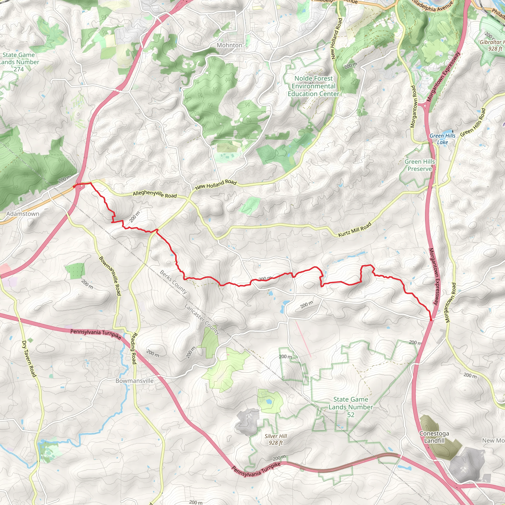 Horse Shoe Trail from Adomstown to Plow Road mobile static map