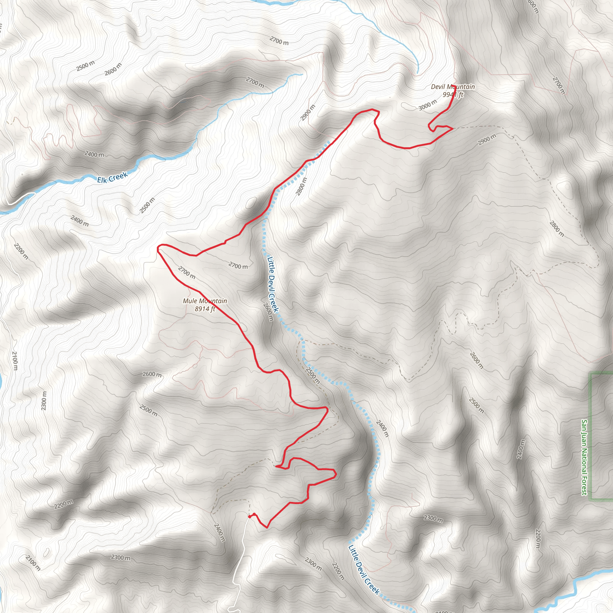 Mule Mountain Trail mobile static map
