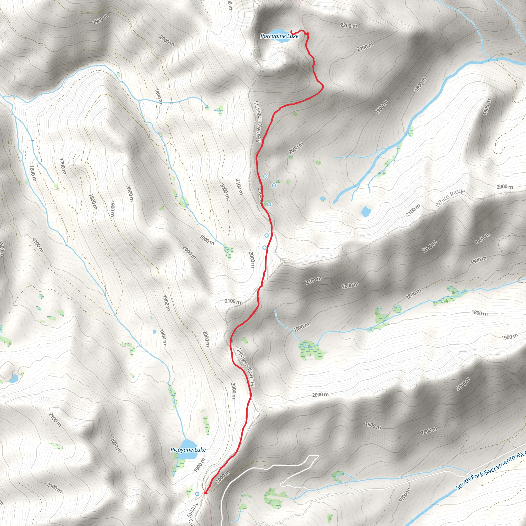 Porcupine Lake via Pacific Crest Trail mobile static map