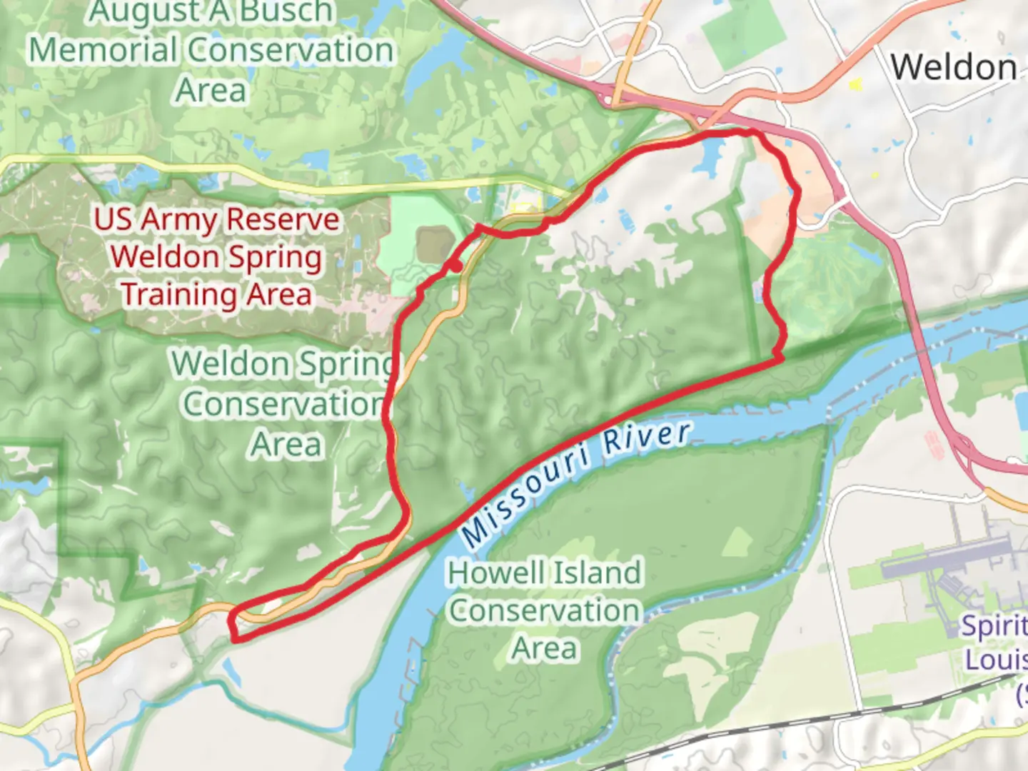 An image depicting the trail Hamburg, Katy and Busch Greenway Loop Trail and its surrounding area.