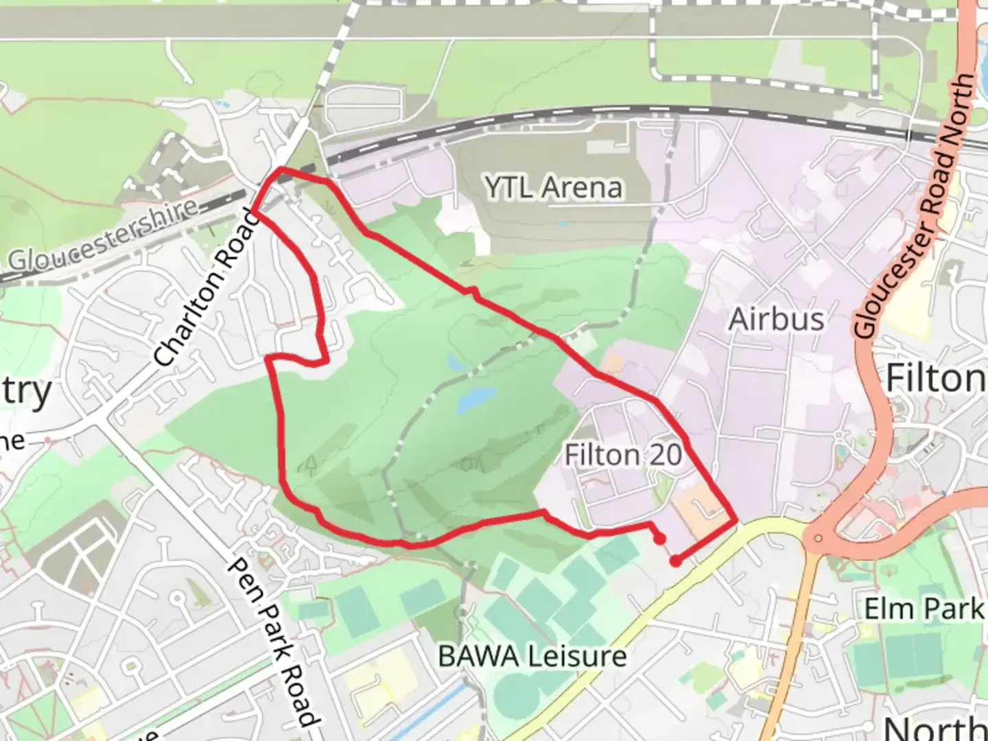 An image depicting the trail Westwood Loop and its surrounding area.