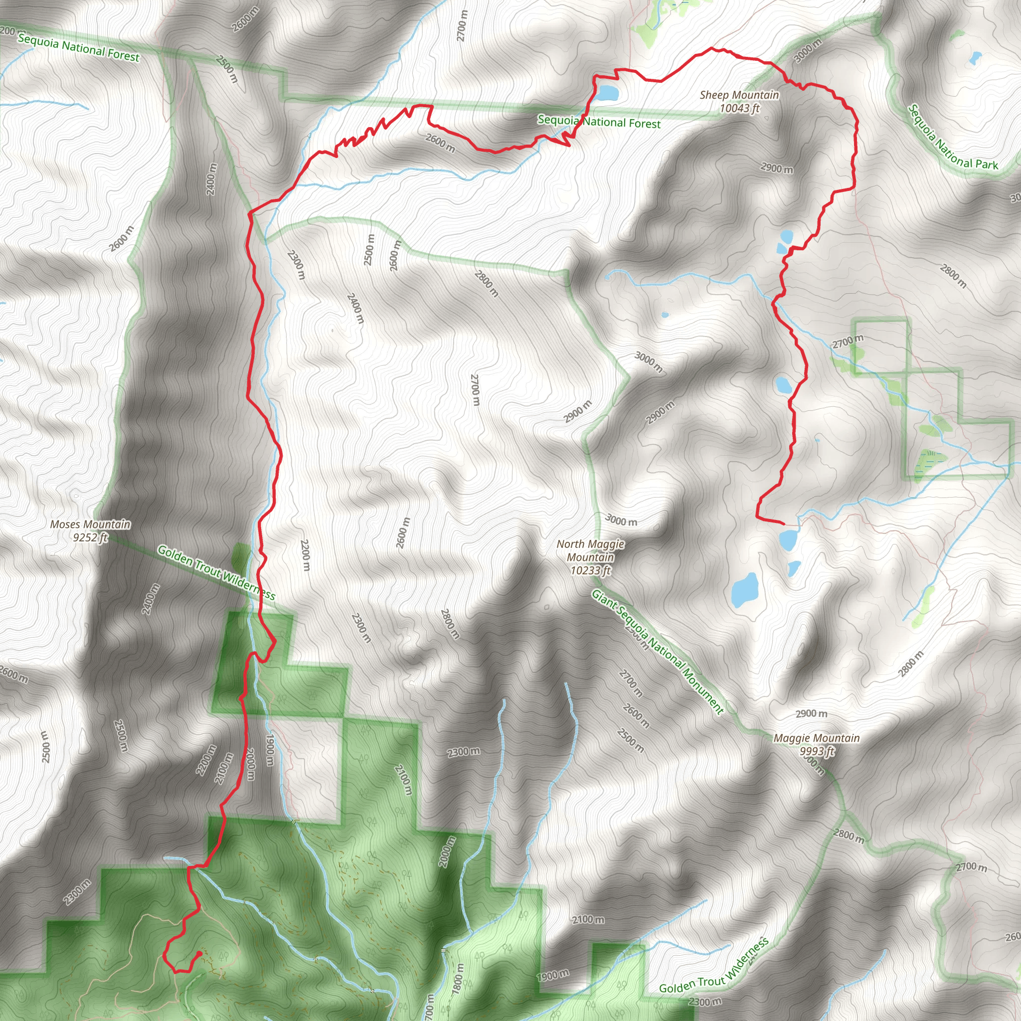Maggie Lakes and Summit Lake via Shake Camp Campground mobile static map