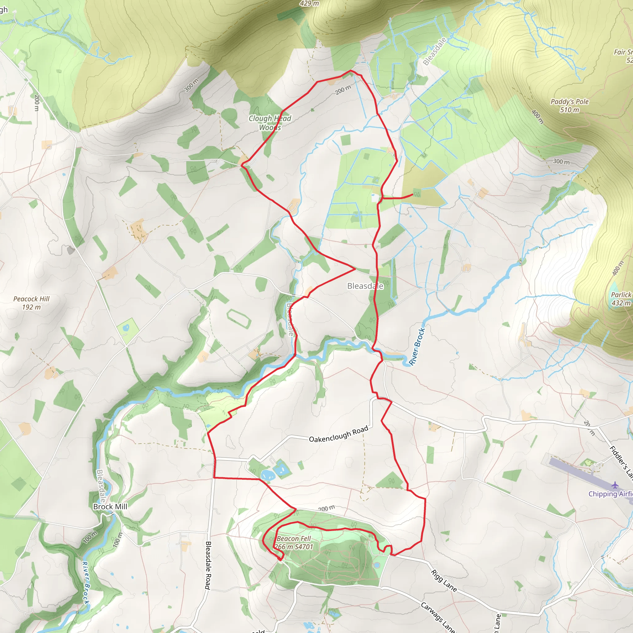 Beacon Fell Country Park, Clough Head Woods and Marles Clough Loop mobile static map