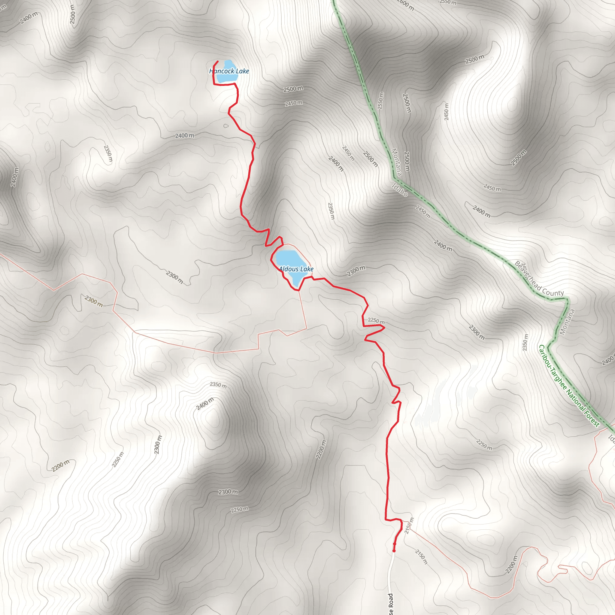 Hancock Lake and Aldous Lake via CDT mobile static map