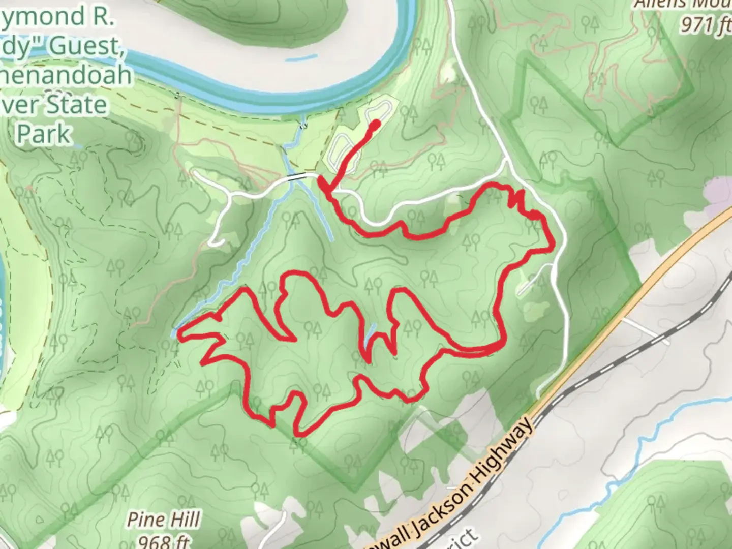 An image depicting the trail Culler's and Bear Bottom Loop Trail - South and its surrounding area.