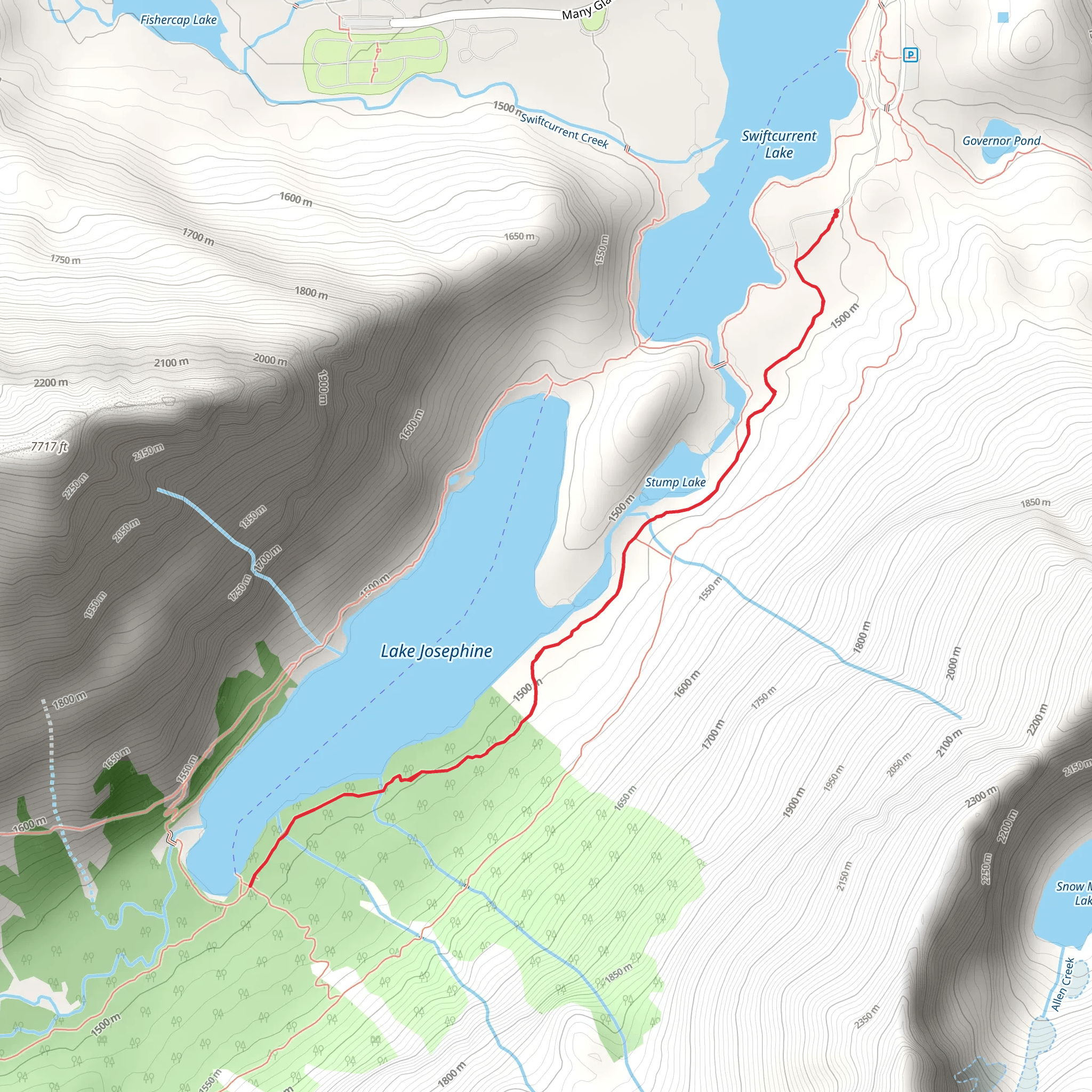 South Shore Lake Josephine Trail mobile static map