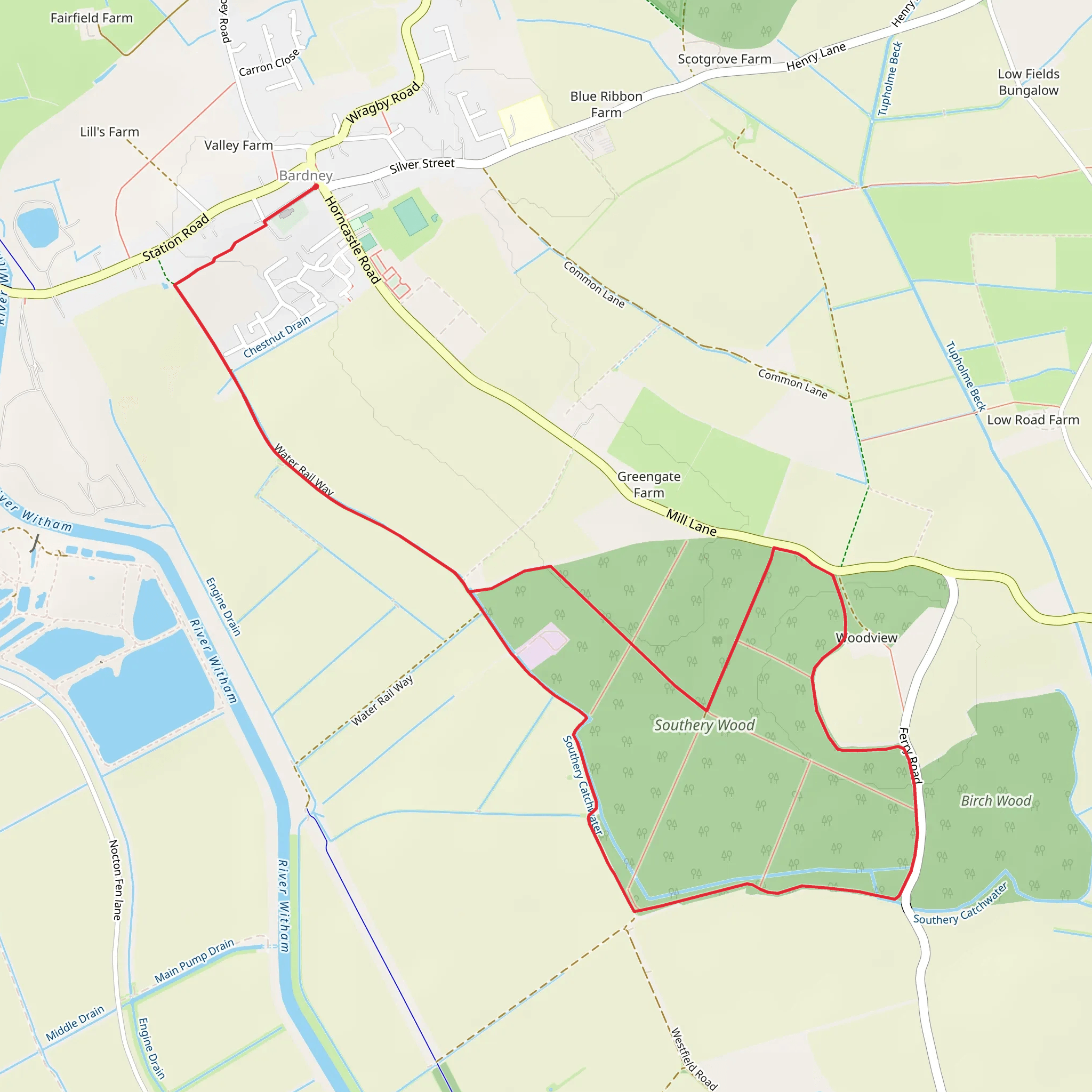 Southrey Wood Loop - Bardney mobile static map