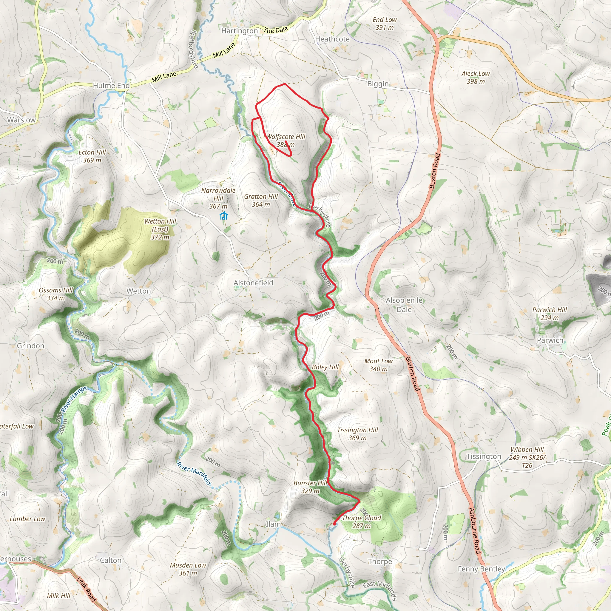 Biggin Dale NNR and Wolfscote Hill Walk mobile static map