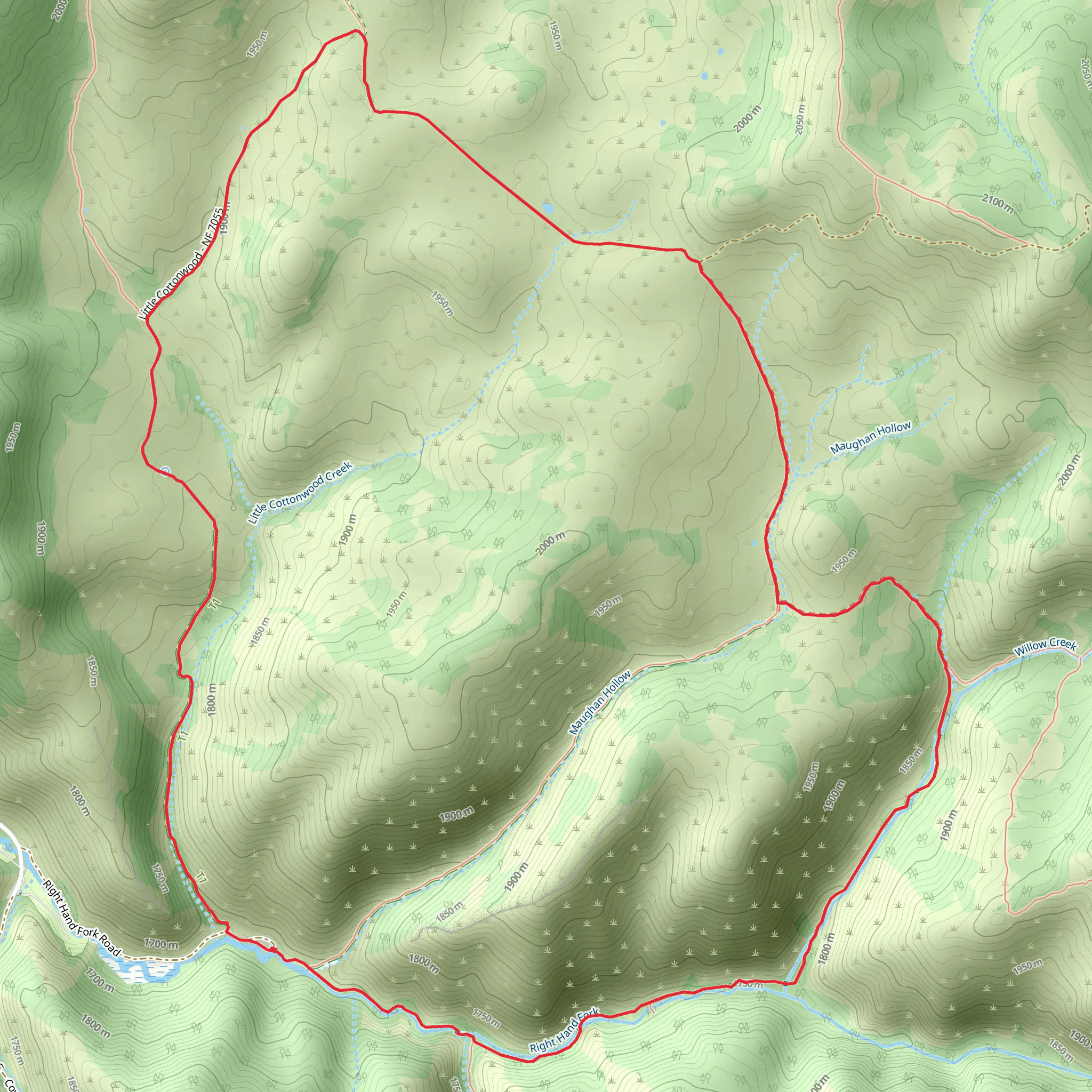 Willow Creek Trail and Little Cottonwood Loop mobile static map