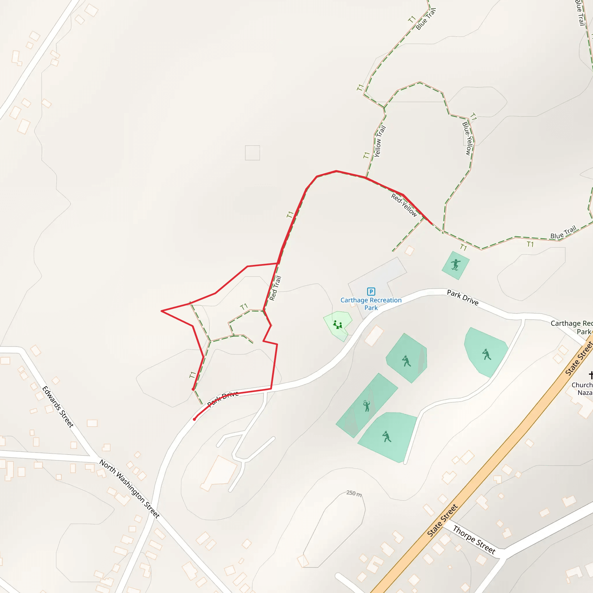 Park Drive - Red - Yellow Trail mobile static map