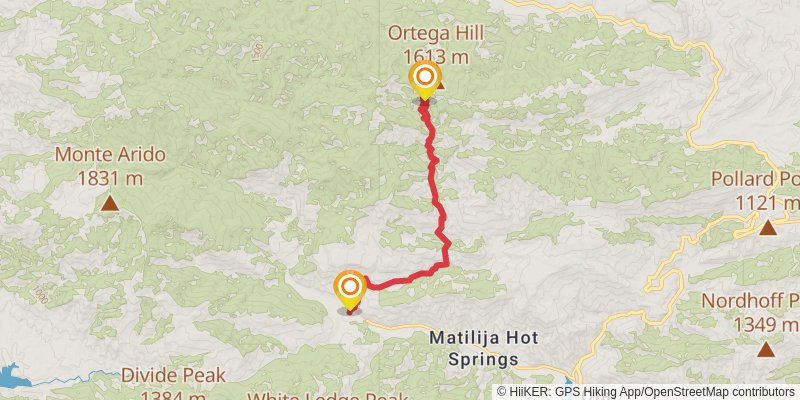 North Fork Matilija Trail stage 2 Map