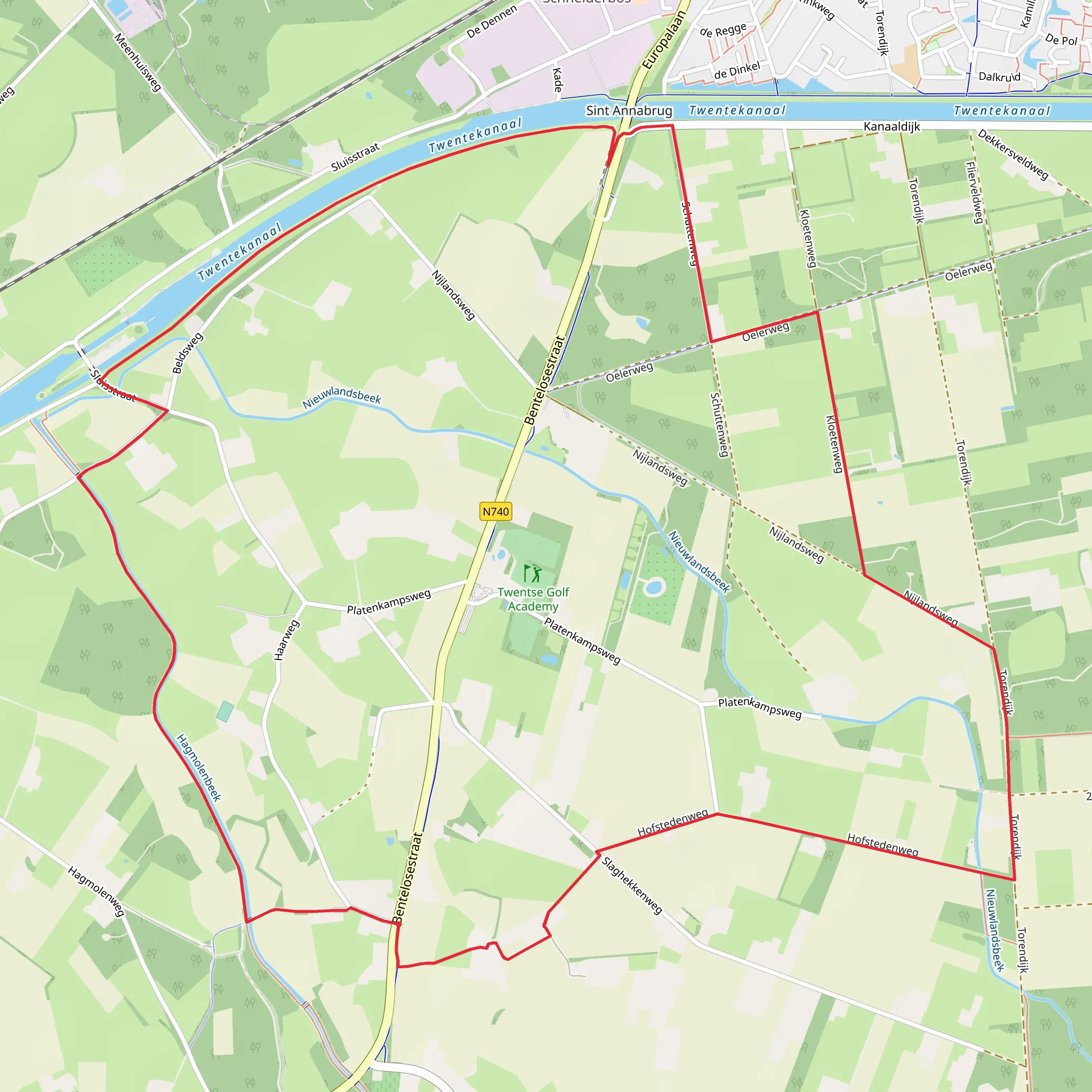 Twentekanaal and Hagmolenbeek via Bentelo Route mobile static map