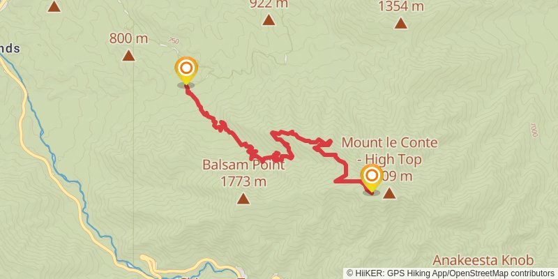 Mount LeConte and Rainbow Falls via The Bullhead Trail stage 2 Map