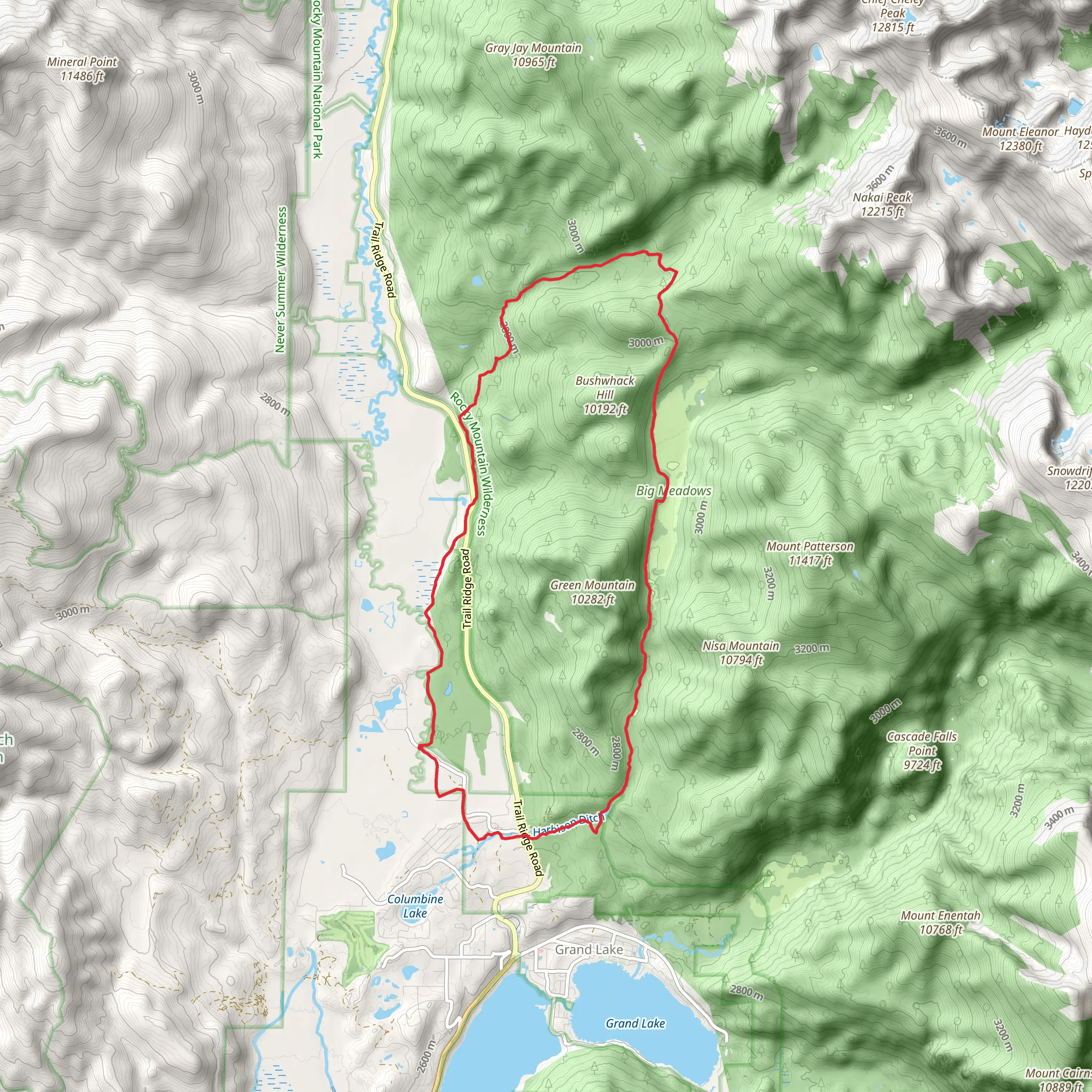 Onahu Creek, CDT and Tonahutu Creek Trail Loop mobile static map