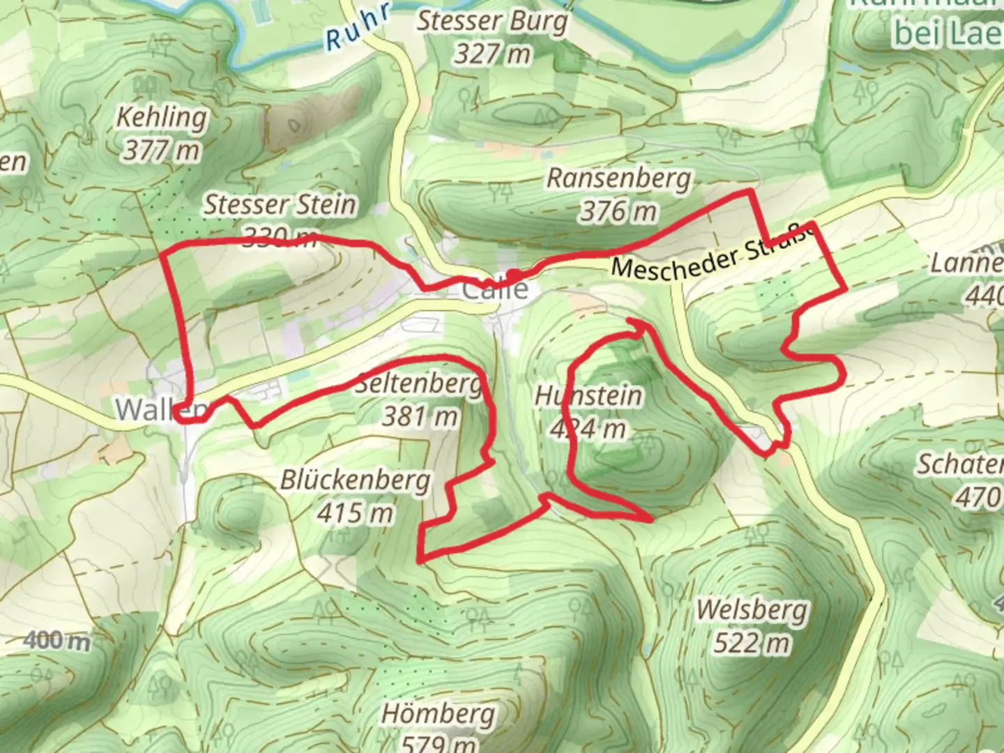 An image depicting the trail Kapellen Rundweg Calle and its surrounding area.