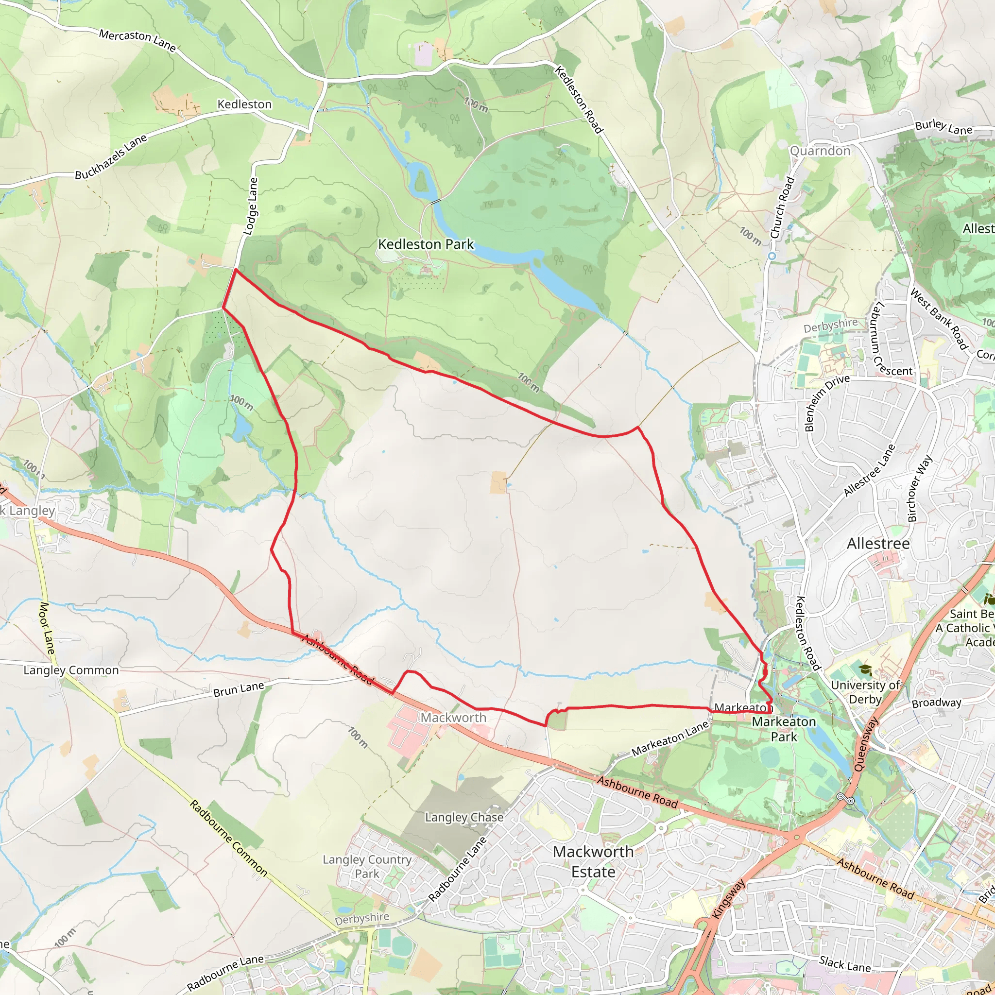 Markeaton and Mackworth Loop from Markeaton Park mobile static map