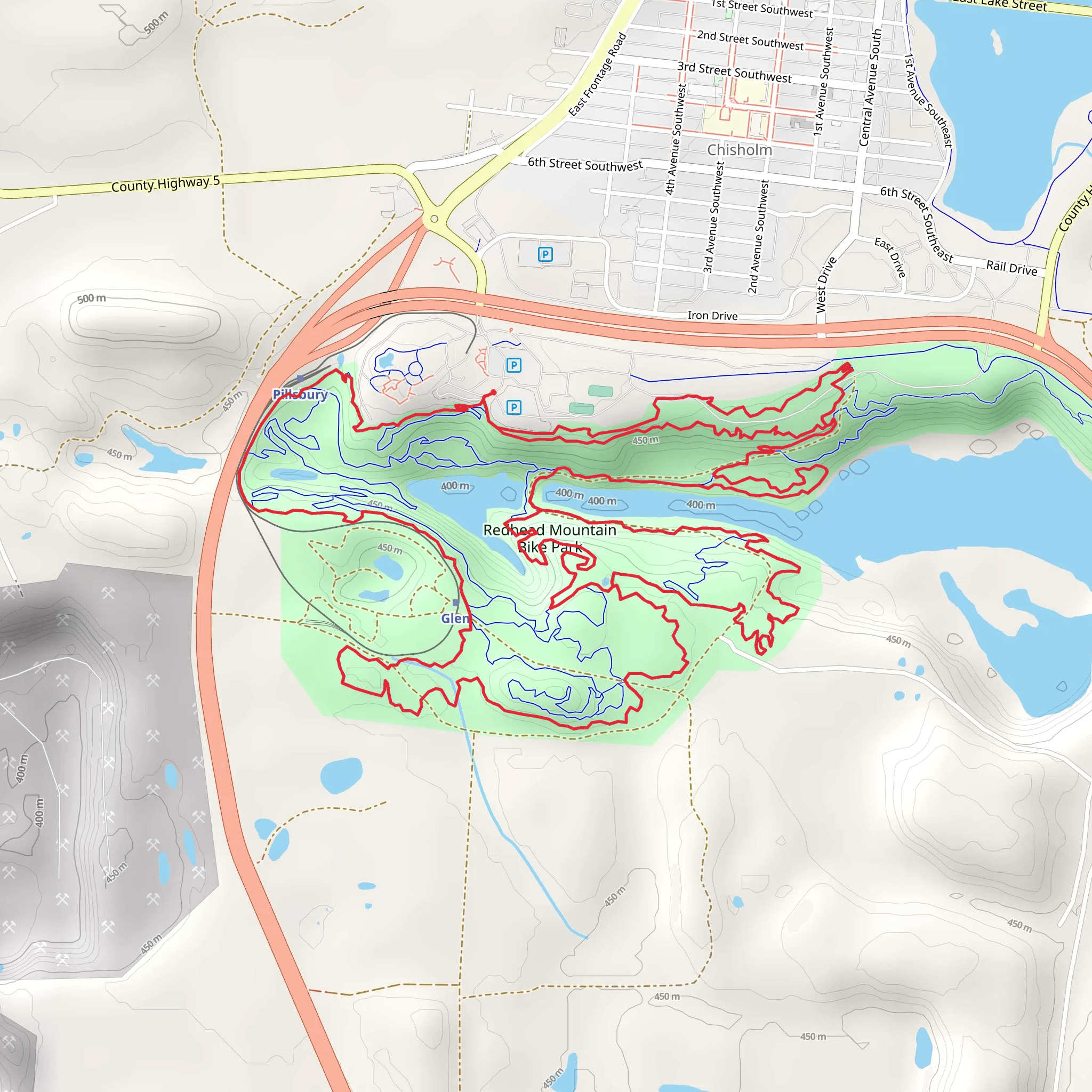 Red Hop and Bright Side Loop mobile static map