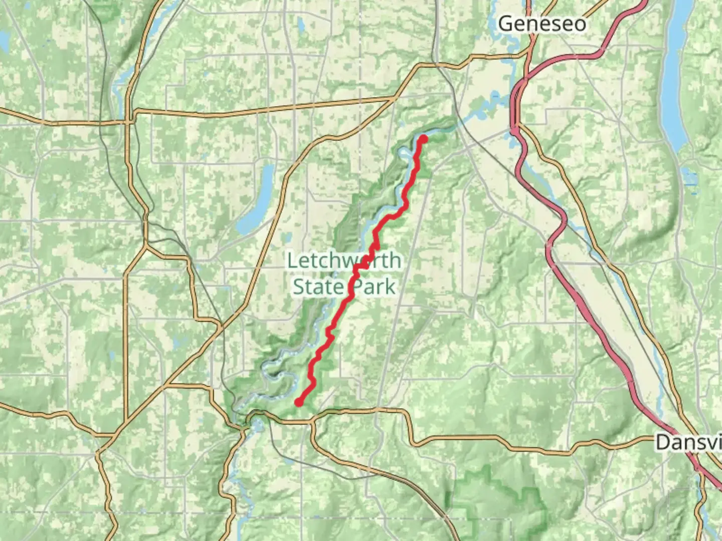 An image depicting the trail Genesee River - Letchworth Trail and its surrounding area.