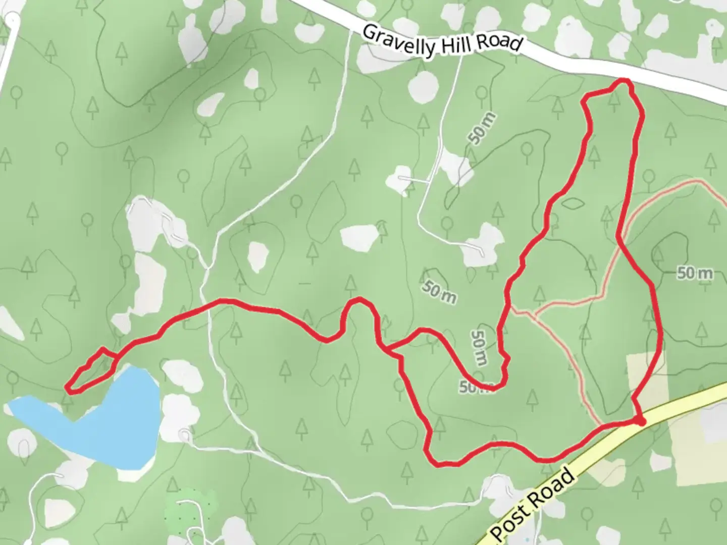An image depicting the trail Yellow, Red and Green Loop and its surrounding area.
