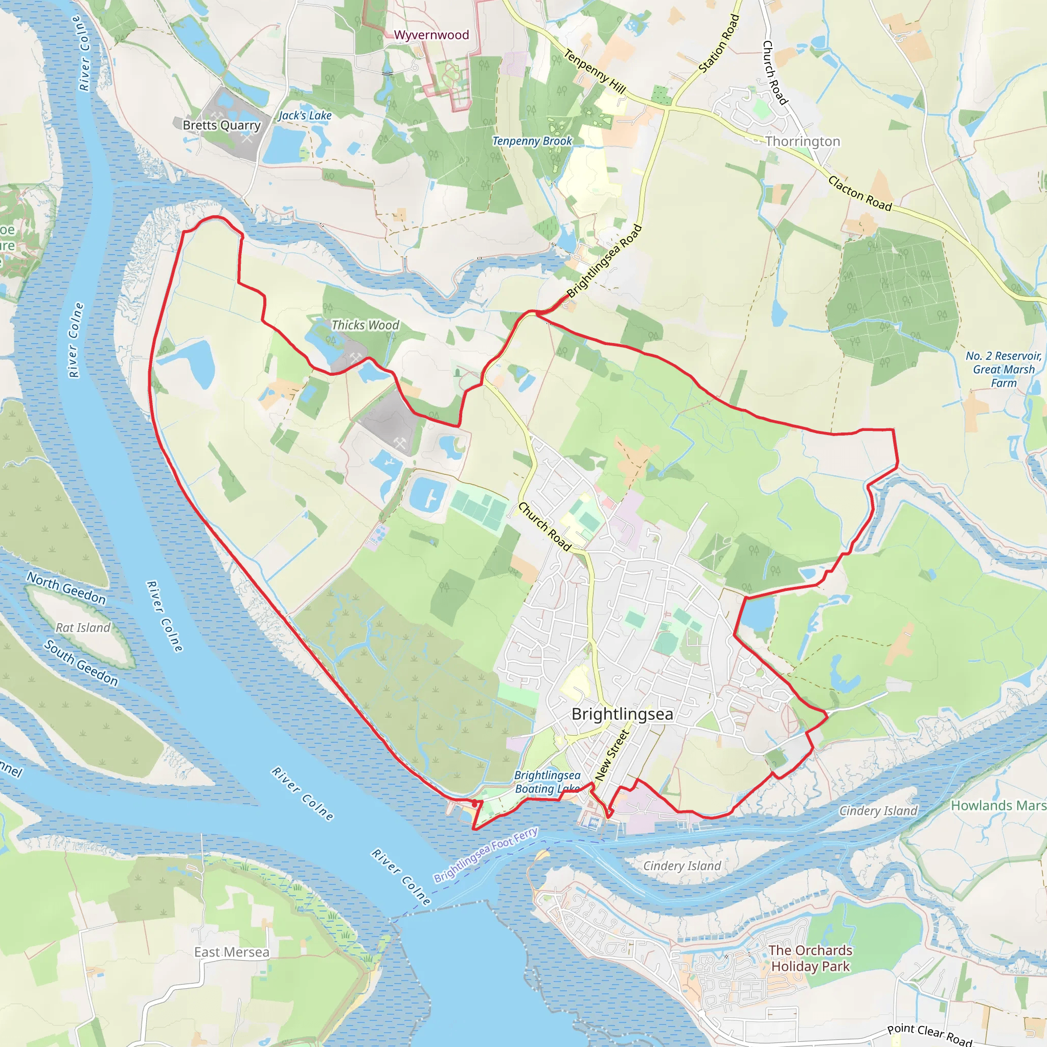 Brightlingsea Circular Walk mobile static map