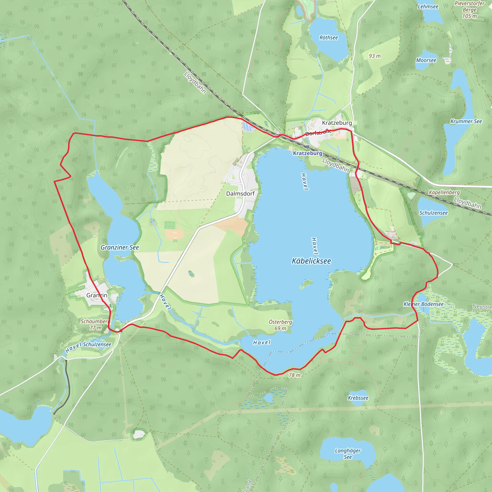 Granziner See and Kabelicksee Loop mobile static map