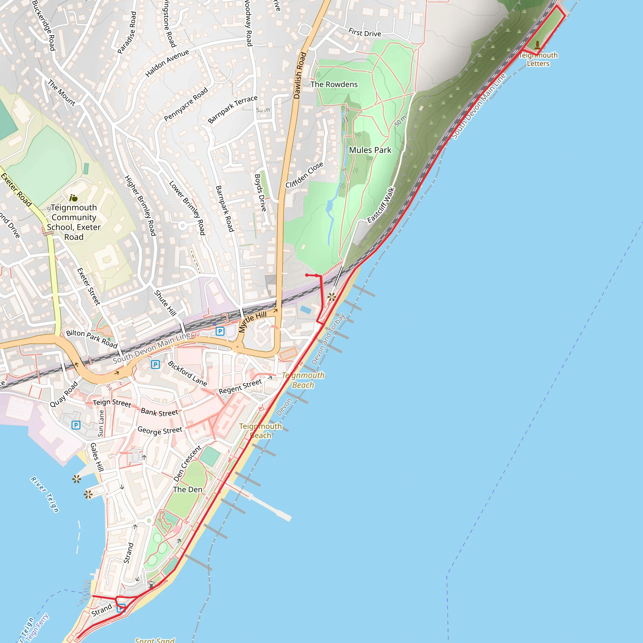 Teignmouth Seafront Walk mobile static map