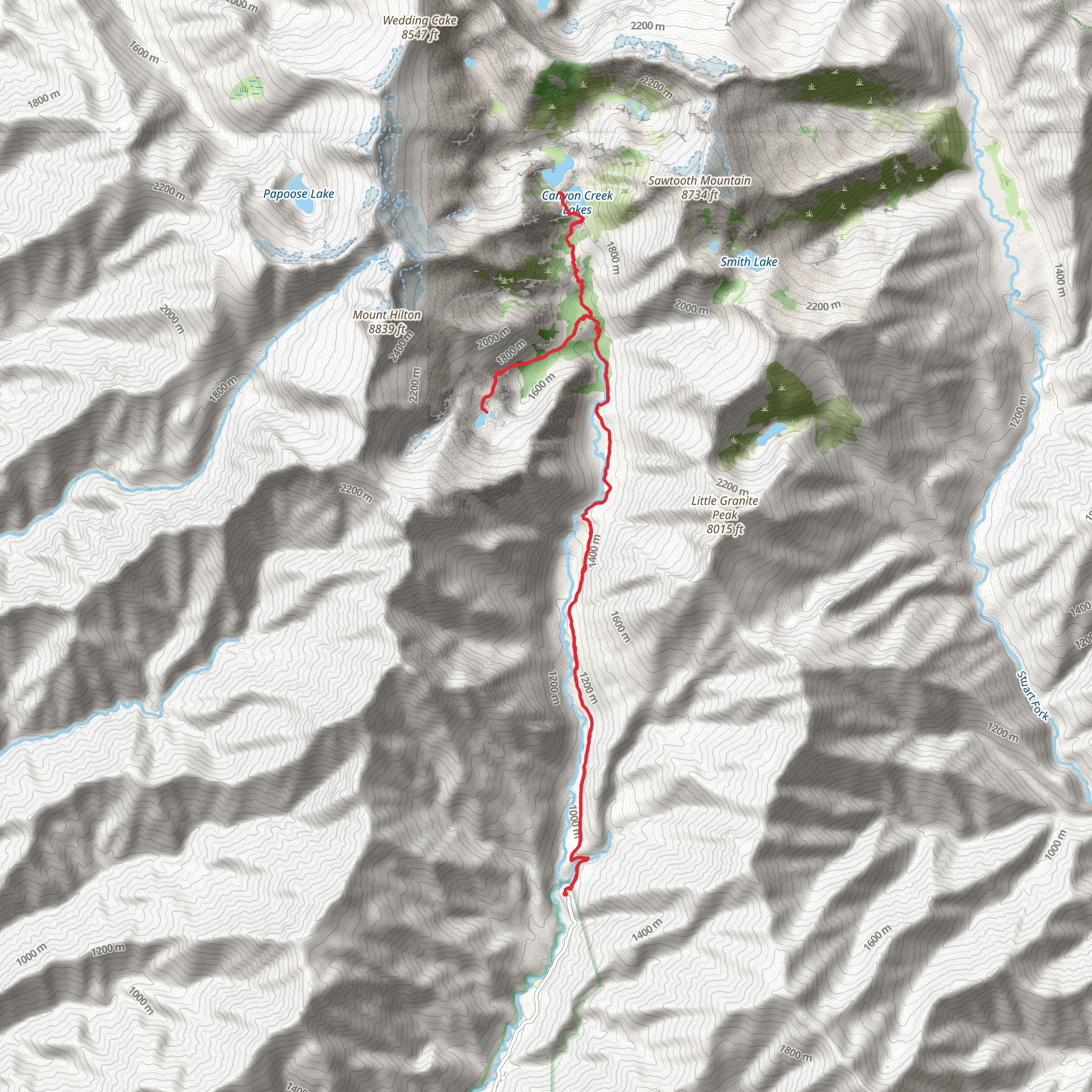Canyon Creek Lakes and Boulder Creek Lakes Trail mobile static map